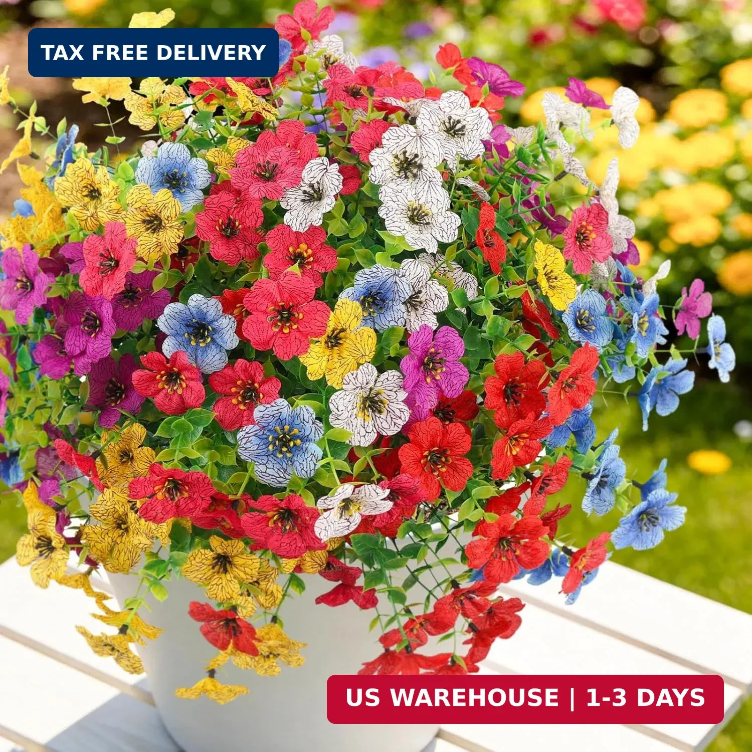 ATTGREAT Artificial Flowers Outdoors Faux Plants UV Resistant Fake Flowers Daisy
