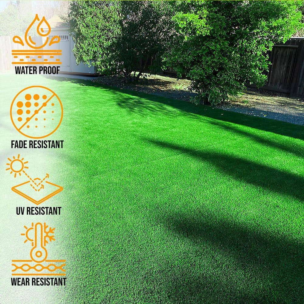 Meadowland Collection Waterproof Solid 3 Ft. X 20 Ft. Green Indoor/Outdoor Artif