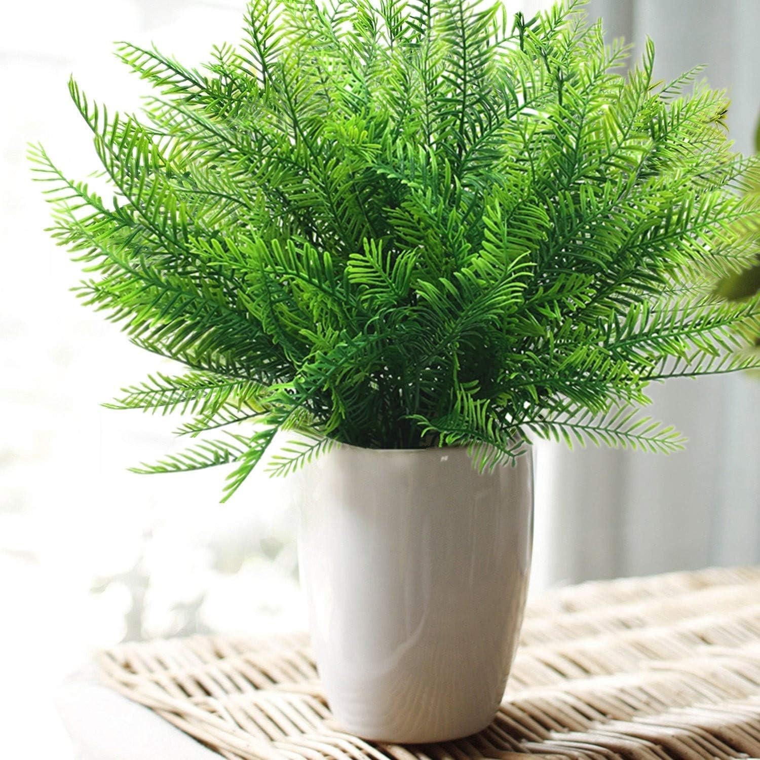 Artificial Shrubs, Plastic Plants Bamboo Grass Fake Green Bushes Greenery Lea…