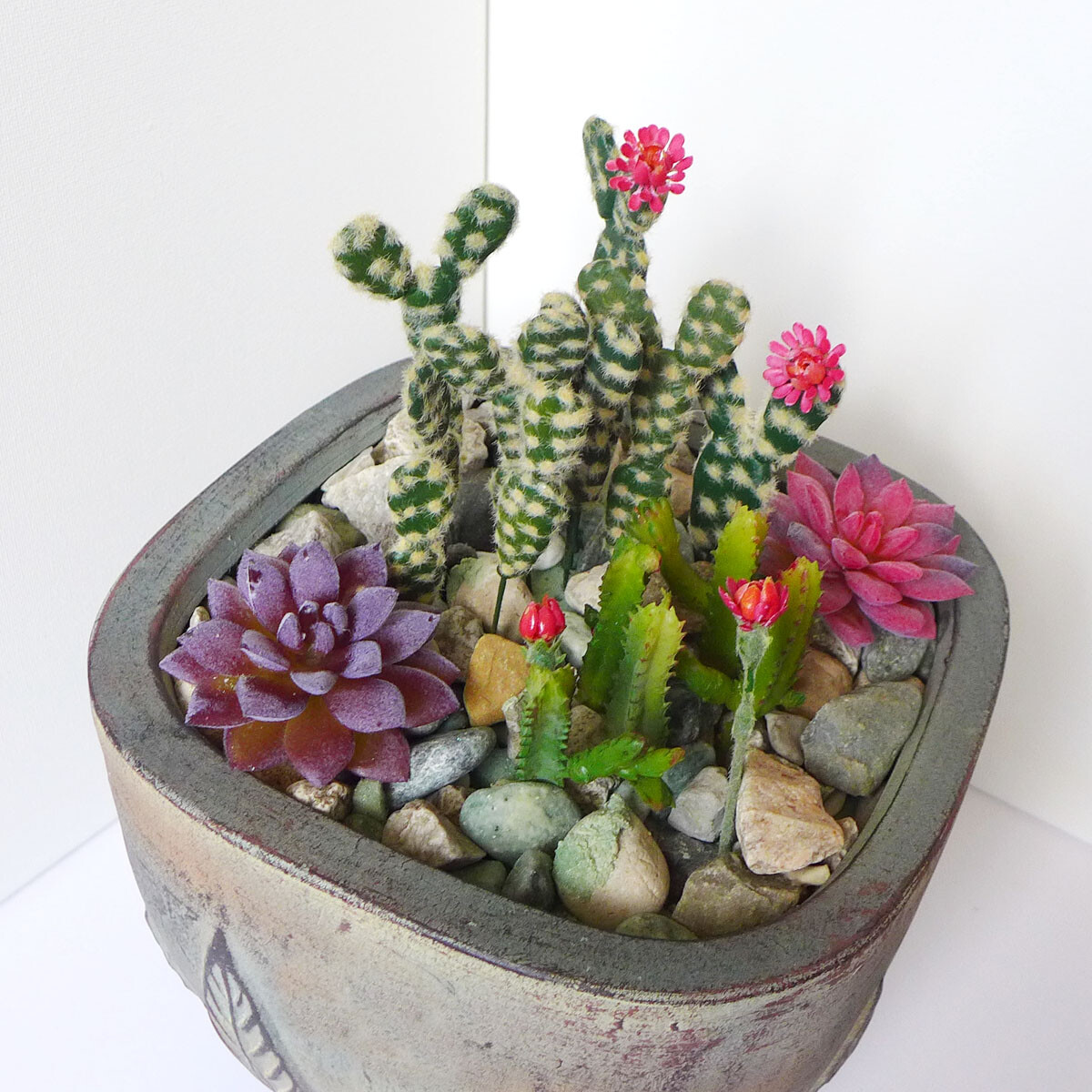 Artificial Plant 18 Pcs Succulents Mini Cute Flowers Grass Flocking Cactus (#13)