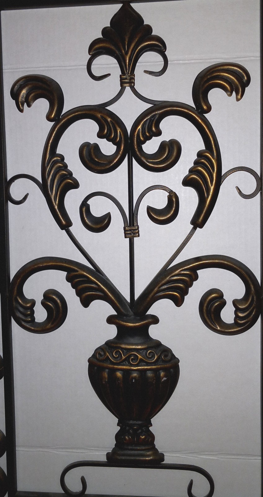 2 Antique DISTRESSED COLOR FINISH Wrought Iron FLORAL WALL DECOR PANELS 31 x 19″