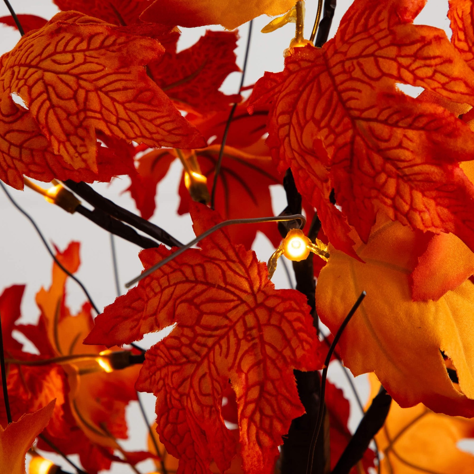 Nearly Natural 2ft Pre-Lit Bright Autumn Maple Fall Tree w/ 24 Warm White LED