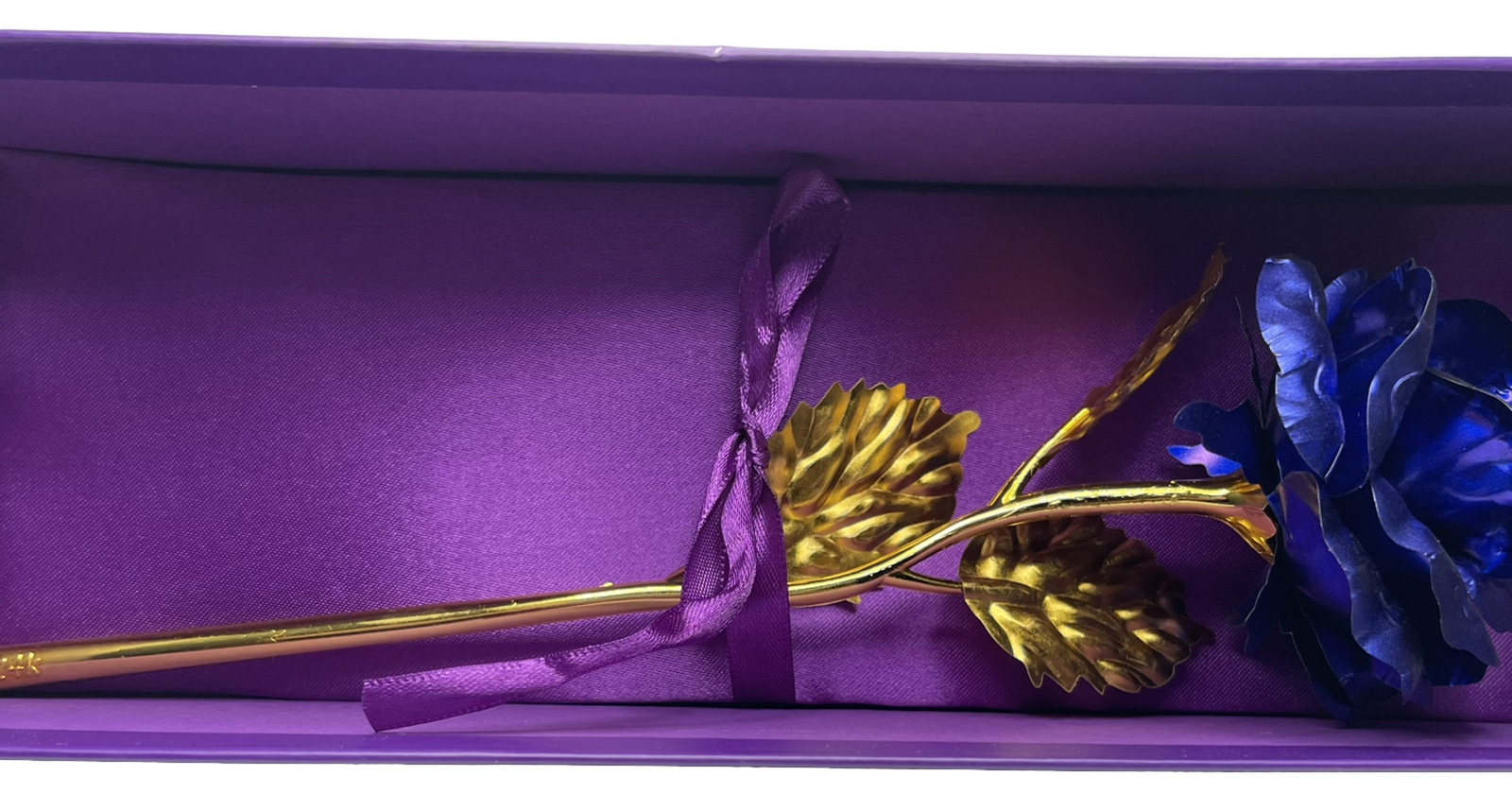 24 K Golden Foil Rose With Box Blue And Gold Plated