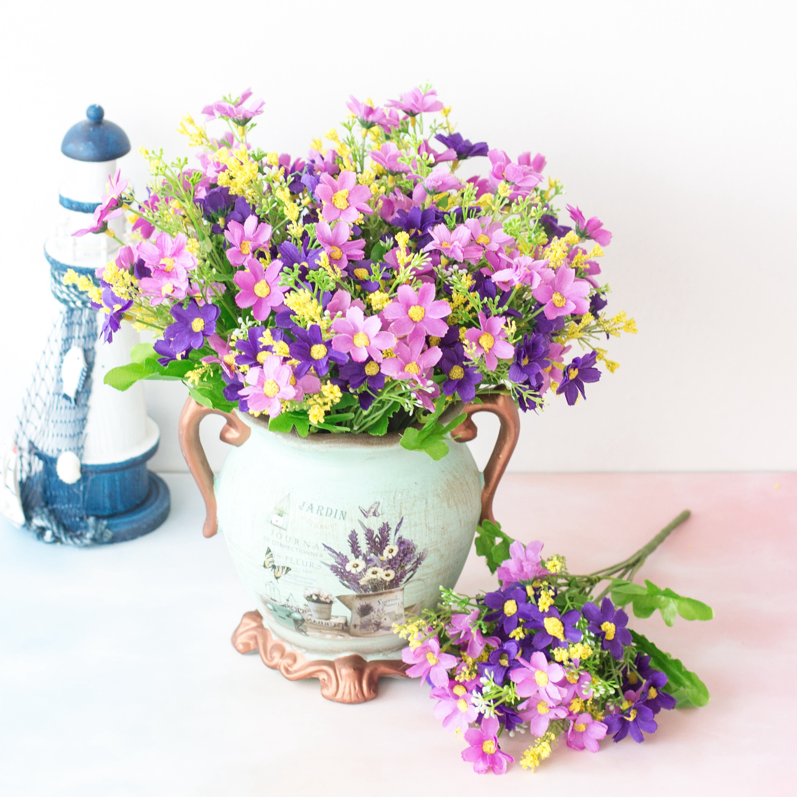 28 Heads Simulated Chrysanthemum Flower Decor Balcony Hanging Basket Floral