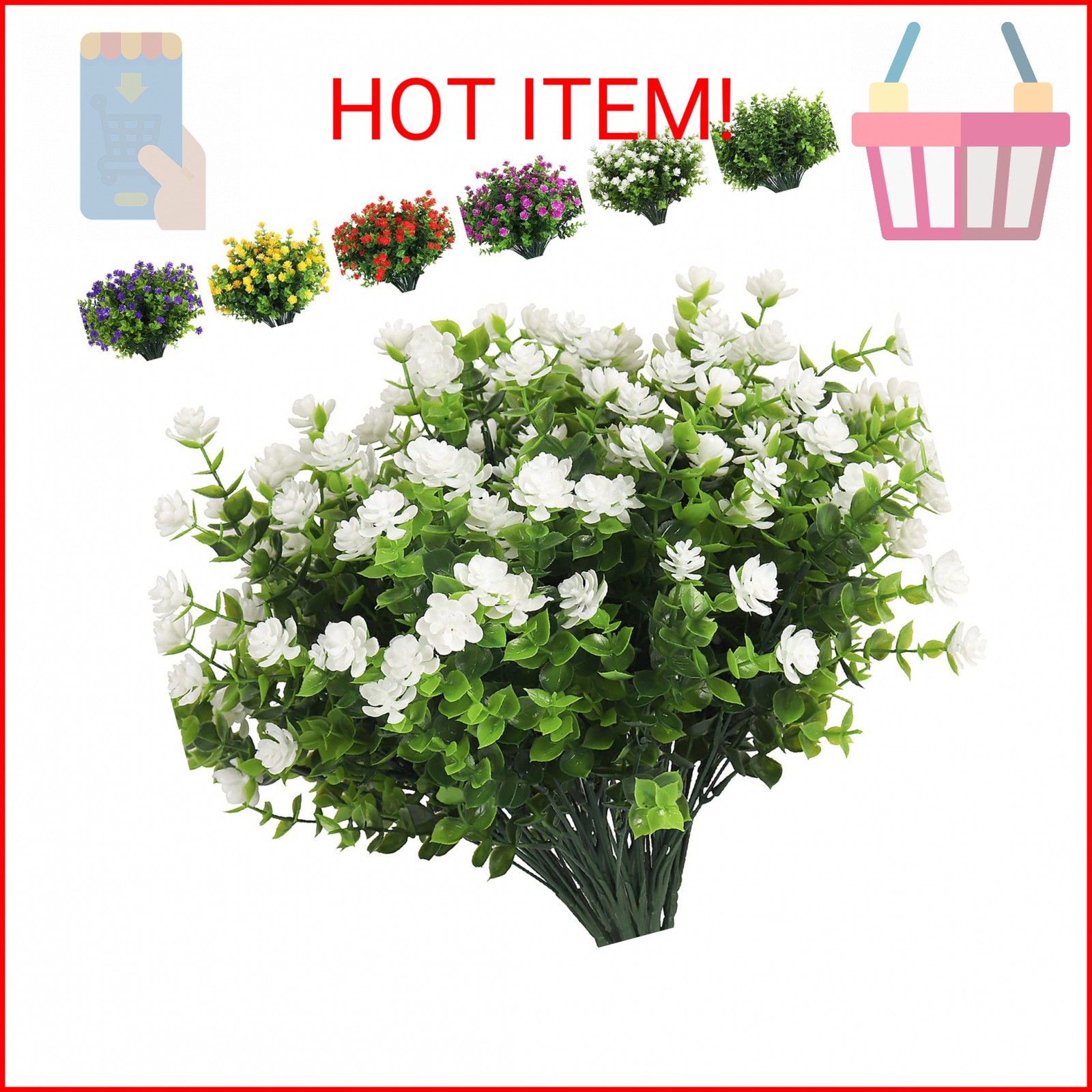 RECUTMS Artificial Flowers, Fake Boxwood Outdoor UV Resistant Plants Artificial
