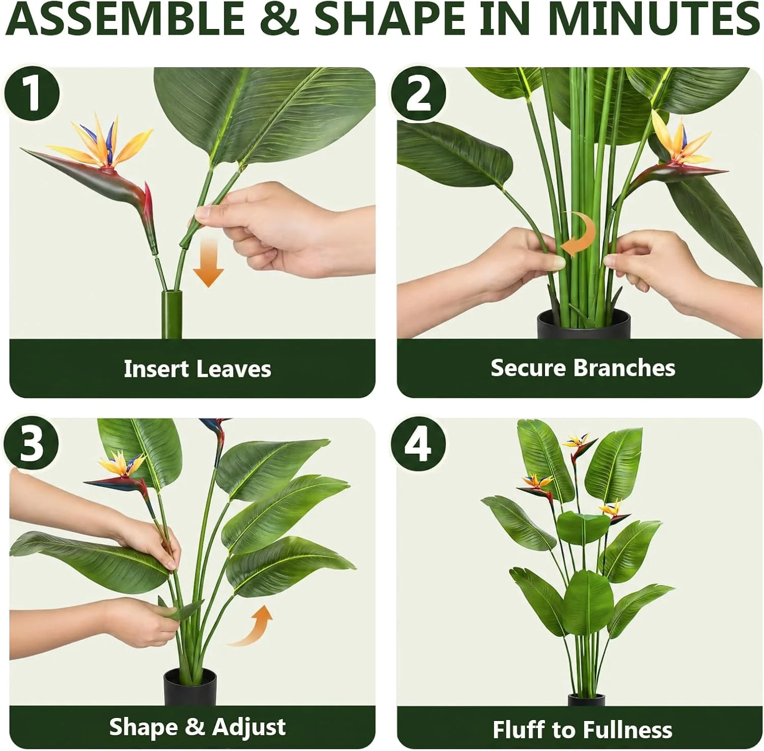 5FT Artificial Bird of Paradise Plant with Flowers, Tall Tropical Fake Plant Ind