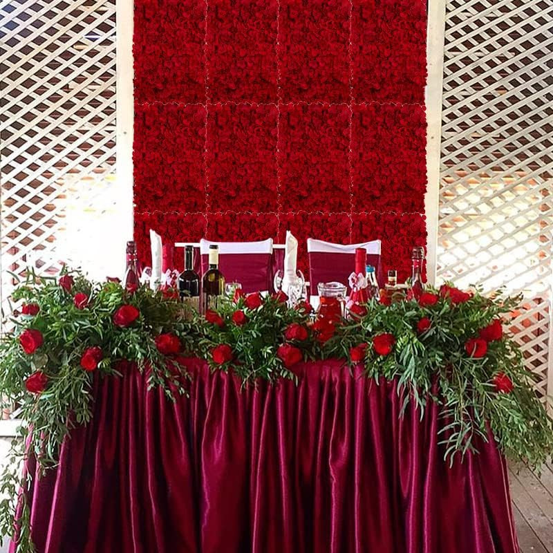 Red Hydrangea Flower Wall Backdrop – 6 Pcs 3D Silk Panels for Events Decor