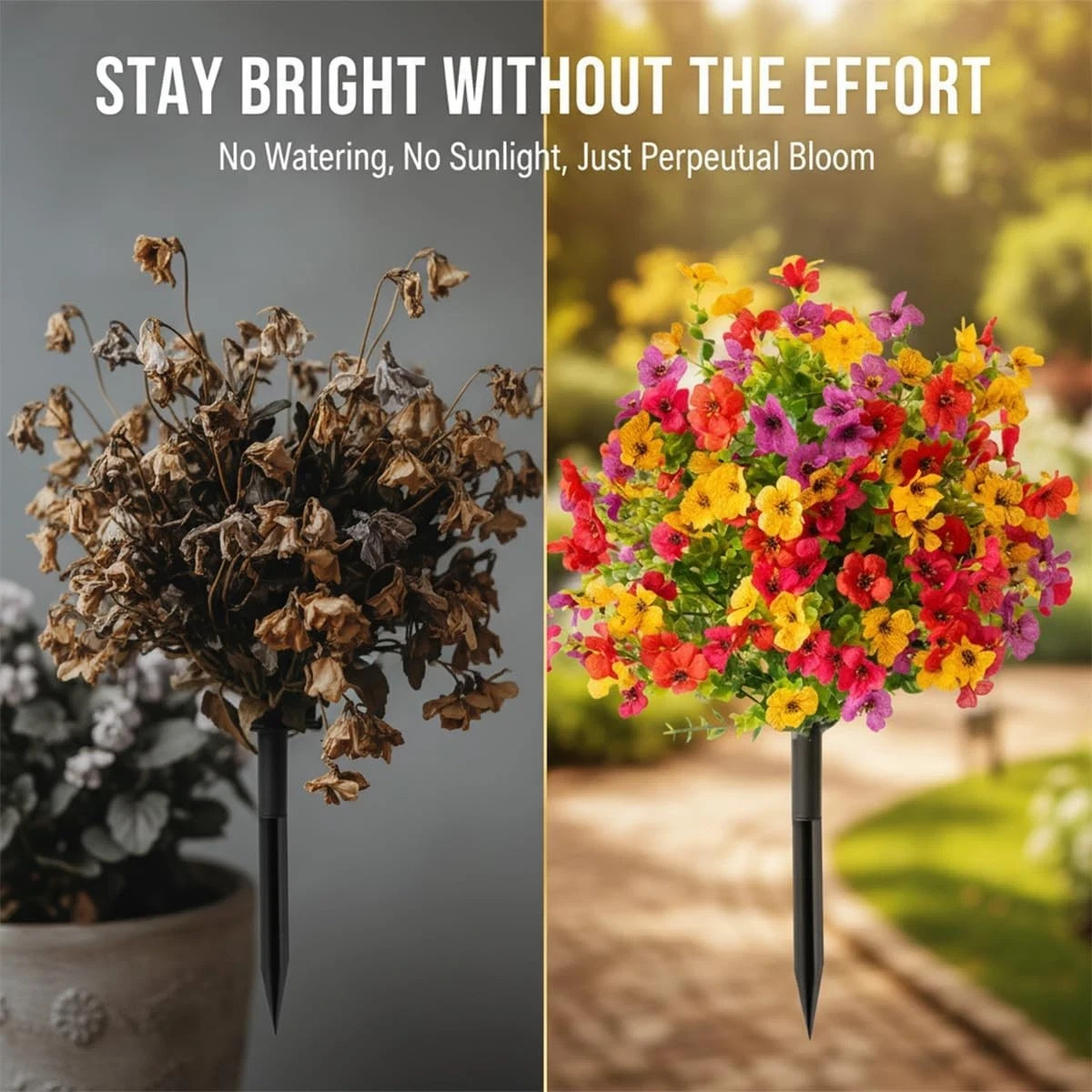 UV Resistant Artificial Flowers: 16″ Waterproof Outdoor Faux Plants for Garden