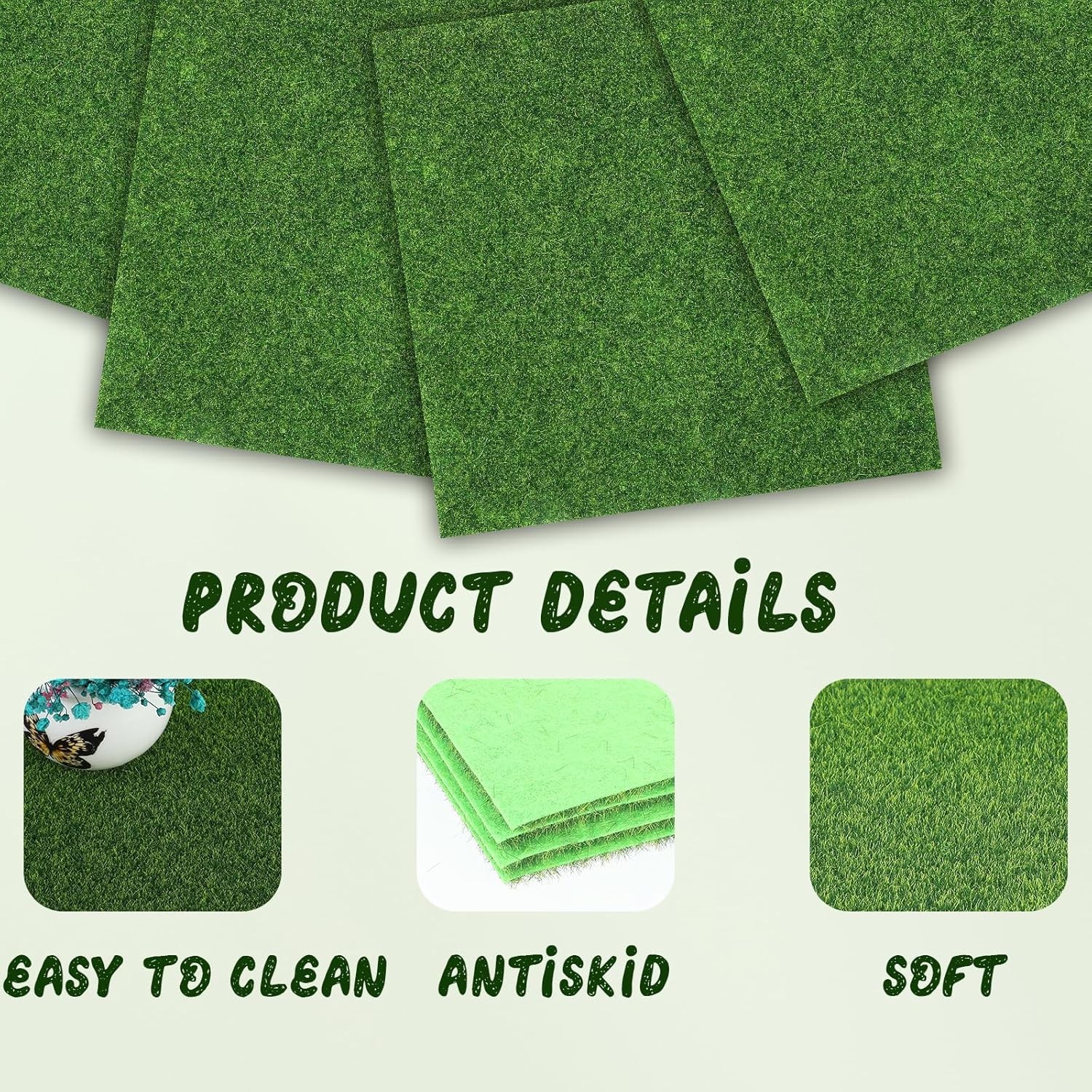 4 PCS Artificial Grass Miniature Fairy Garden Grass 6 x 6 Inches Fake Grass for