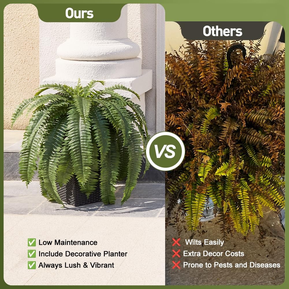 VeriNatural 48″ Boston Ferns Artificial Outdoor Plants – 33 Fronds UV Resista…