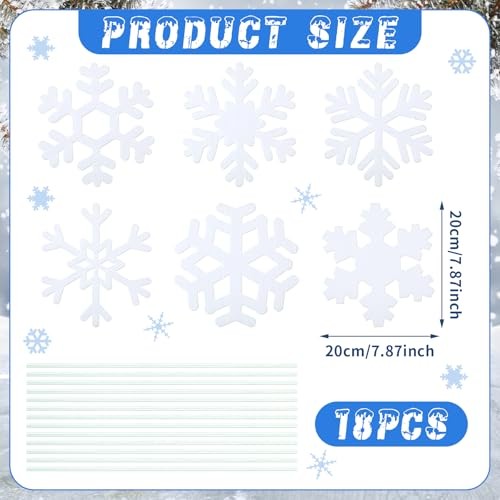 VioraWhite 18 Pcs Extra Large Pick 7.87 Inch White Decor Winter Snowflake
