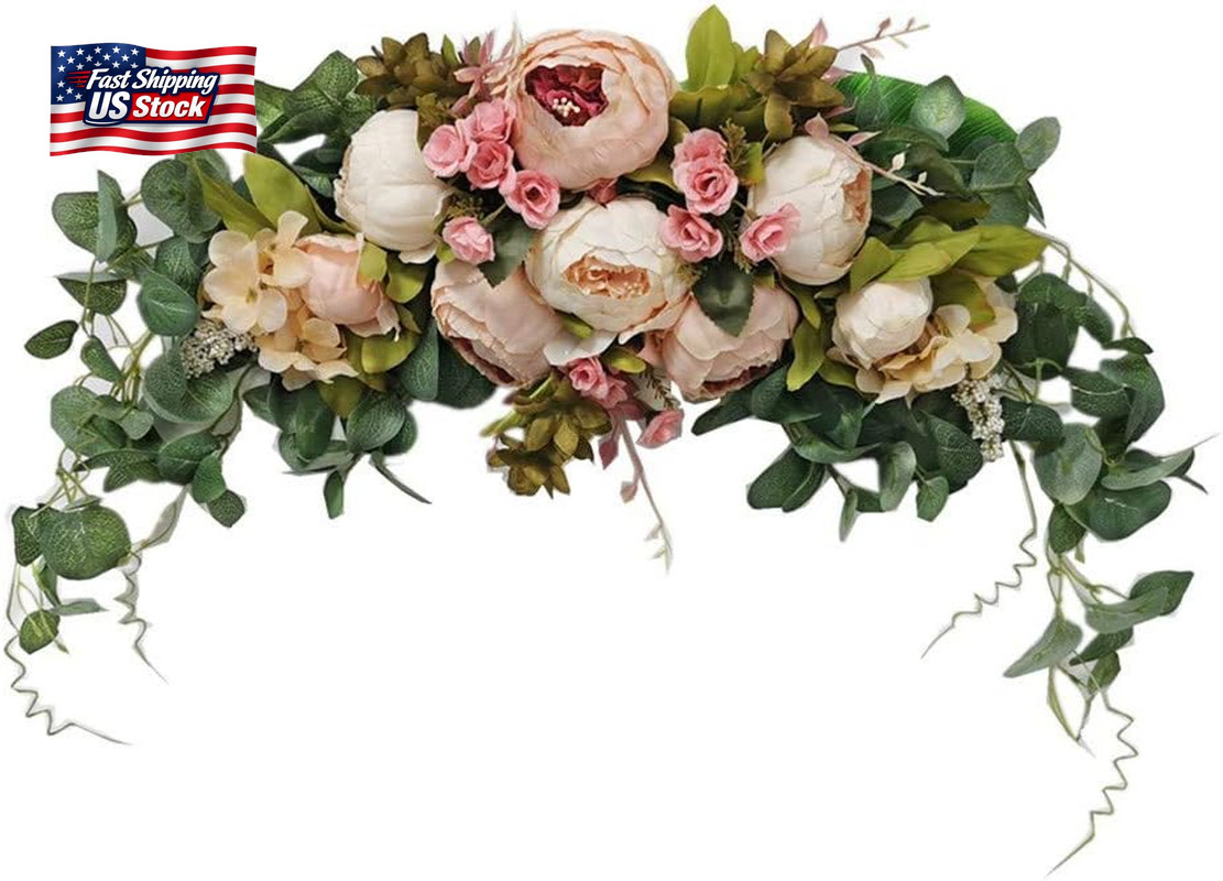 Wedding Arch Flowers, 30 Inch Rustic Artificial Floral Swag for Door Lintel, Gre