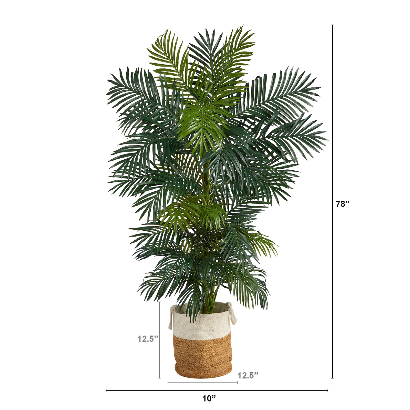 Nearly Natural 6.5ft Golden Cane Palm Tree in Handmade Jute/Cotton Planter