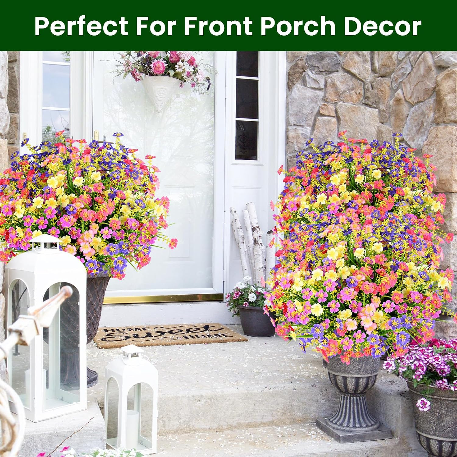 10 PCS UV Resistant Artificial Flowers for Outdoor Garden & Home Decor