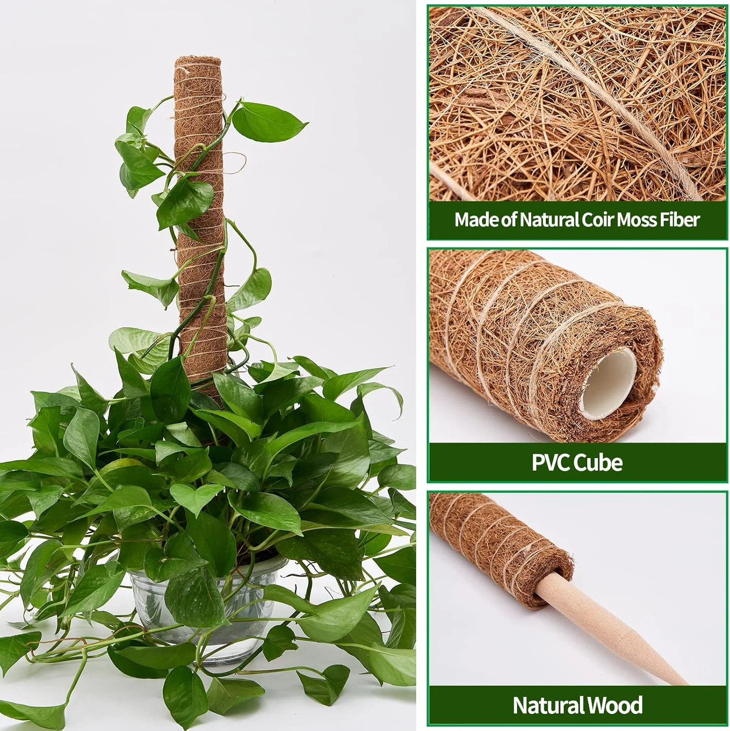 Eibikdi 6 Pcs Moss Pole Extending to 68 Inches for Plants Monstera, Plant Suppor