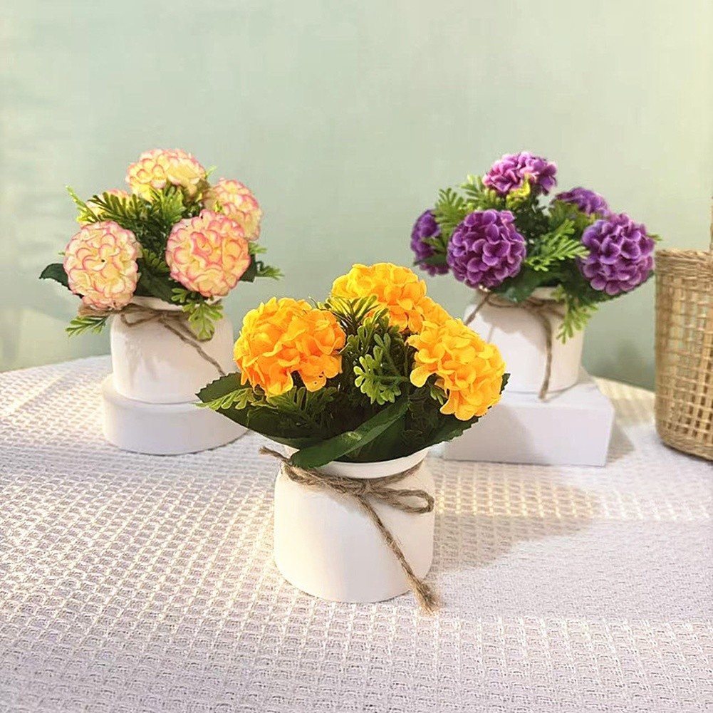 Faux Chrysanthemum Potted Faux Mum Lightweight Plastic No Watering Required