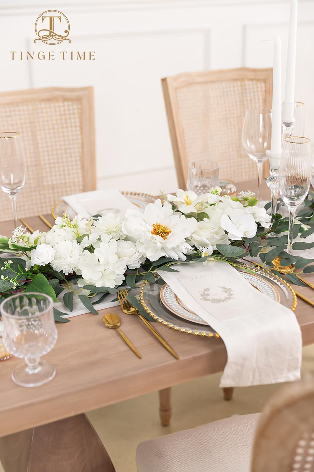 2 PCS Ivory White Eucalyptus & Rose Garlands for Wedding & Home Decor