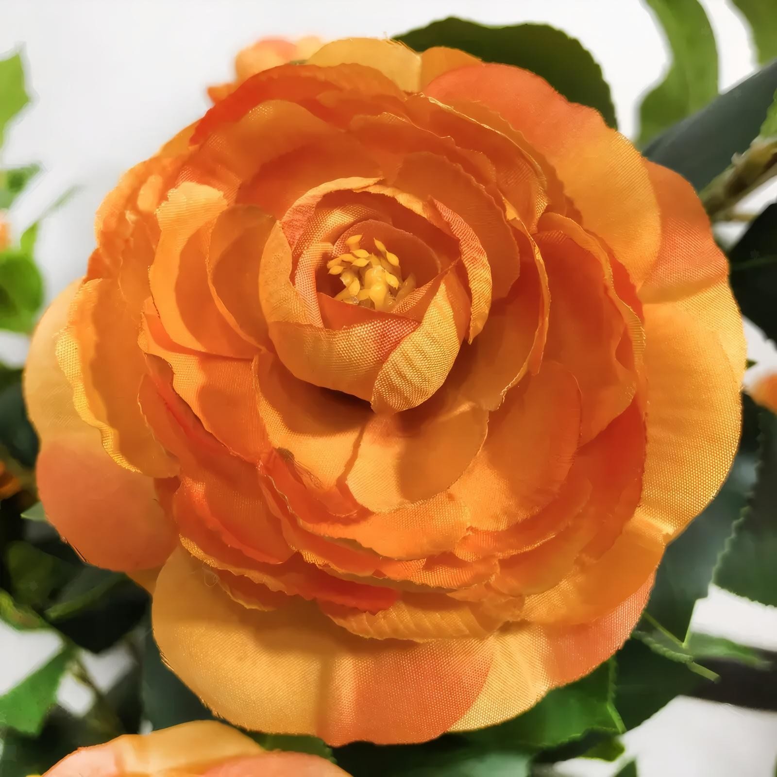 Set of 2 Faux Trees 36” with Orange Floral Accents – , No-Maintenance Indoor