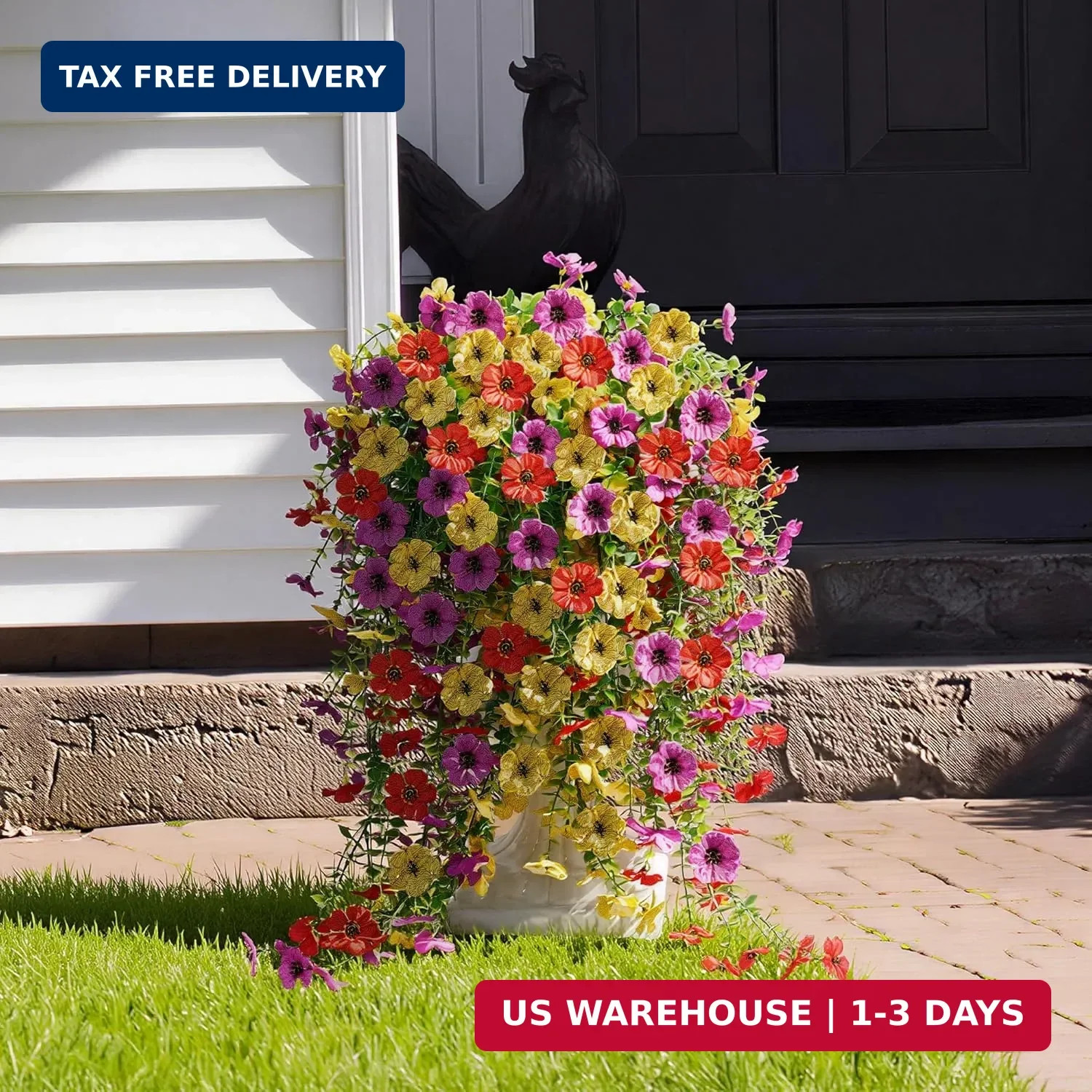 AGIRL Artificial Flowers for Outdoors,6 Bundles Faux Silk Flowers with Leaves fo