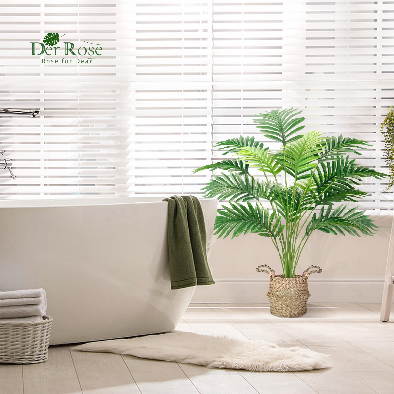28″ Faux Areca Palm Tree – 2 Pcs Large Fake Potted Plant for Indoor/Outdoor Deco