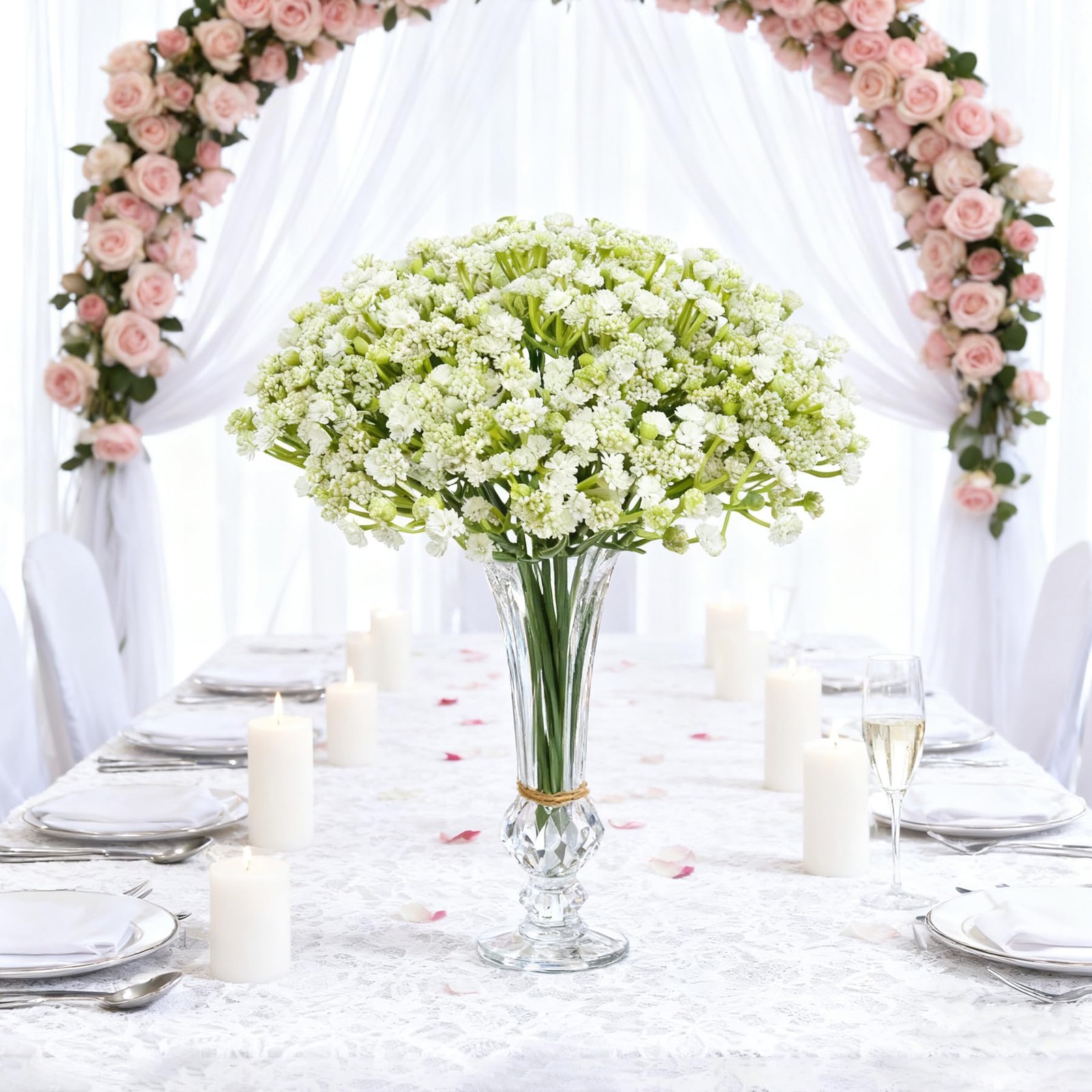30 Pcs White Babys Breath Artificial Flowers Real Touch Gypsophila Bouquets