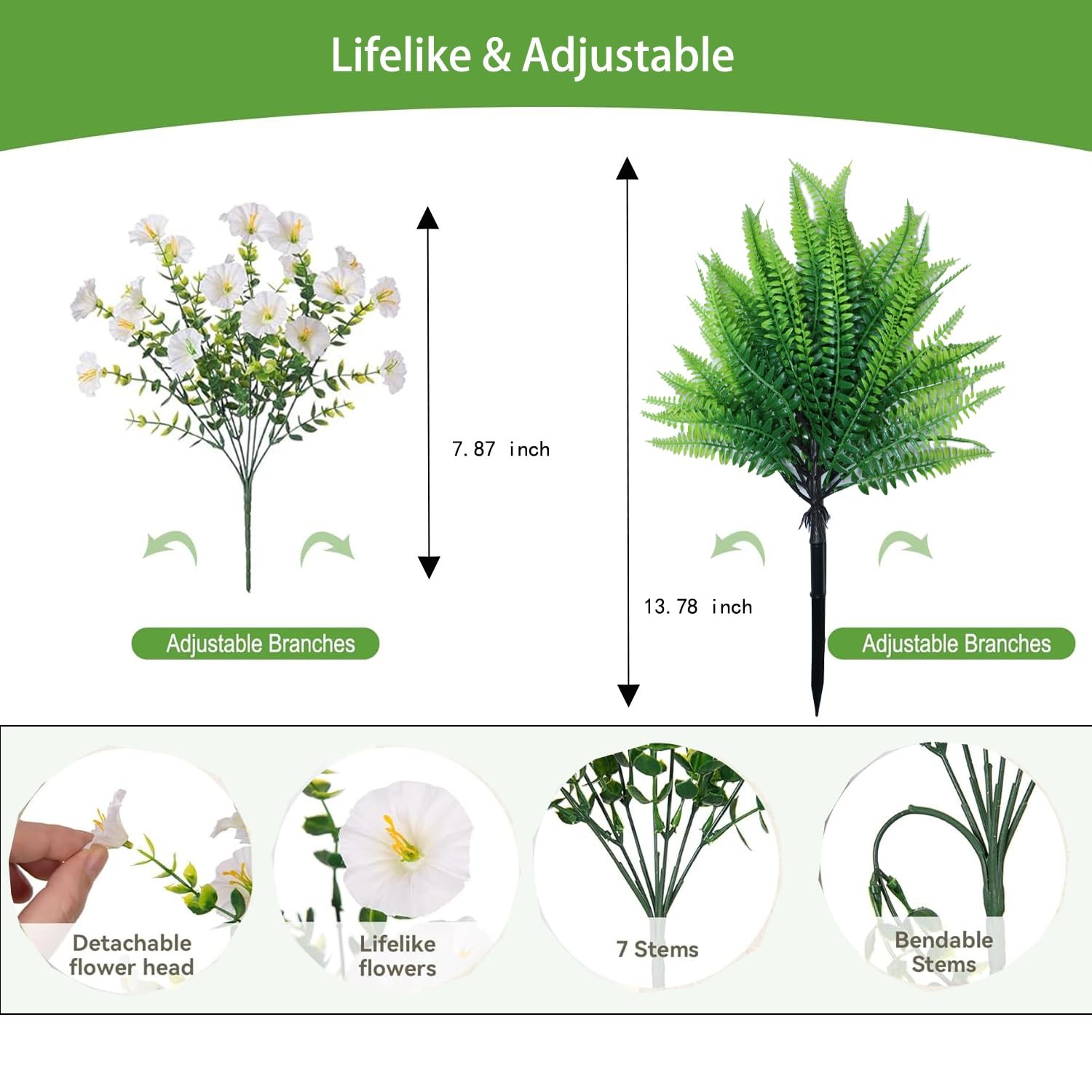 Artificial Flowers for Outdoors Fake Plants Decoration, 12 Bundles Silk Morni…