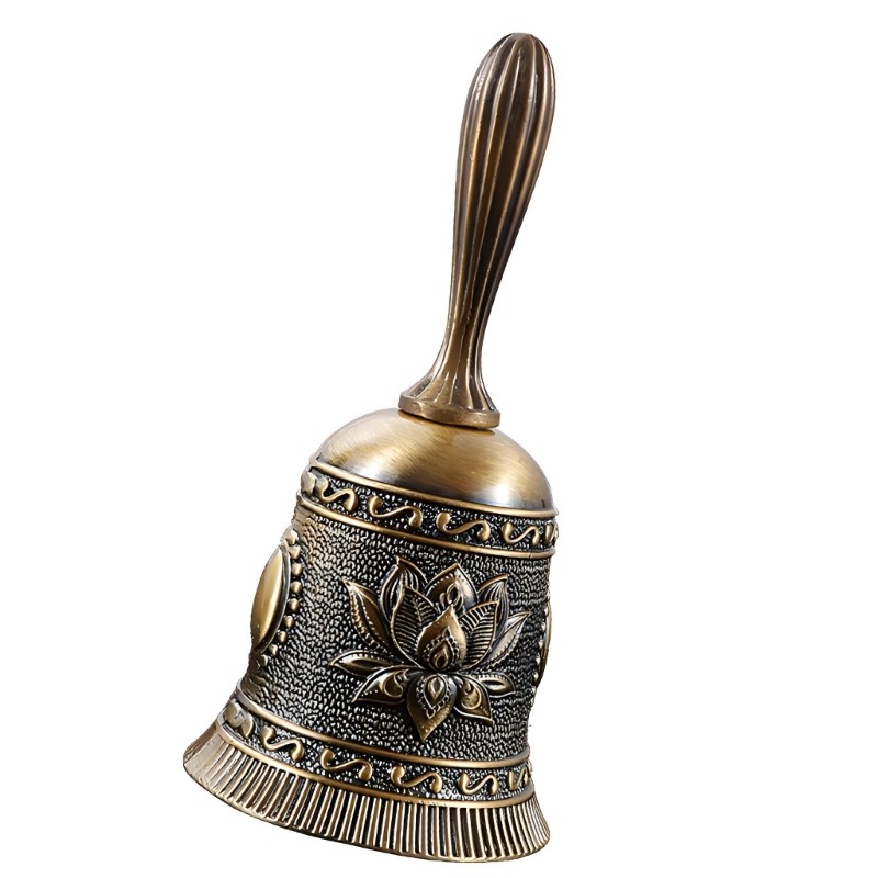 Flower Pattern Metal Hand Bell Handbell for Teaching, Props, and Table Display