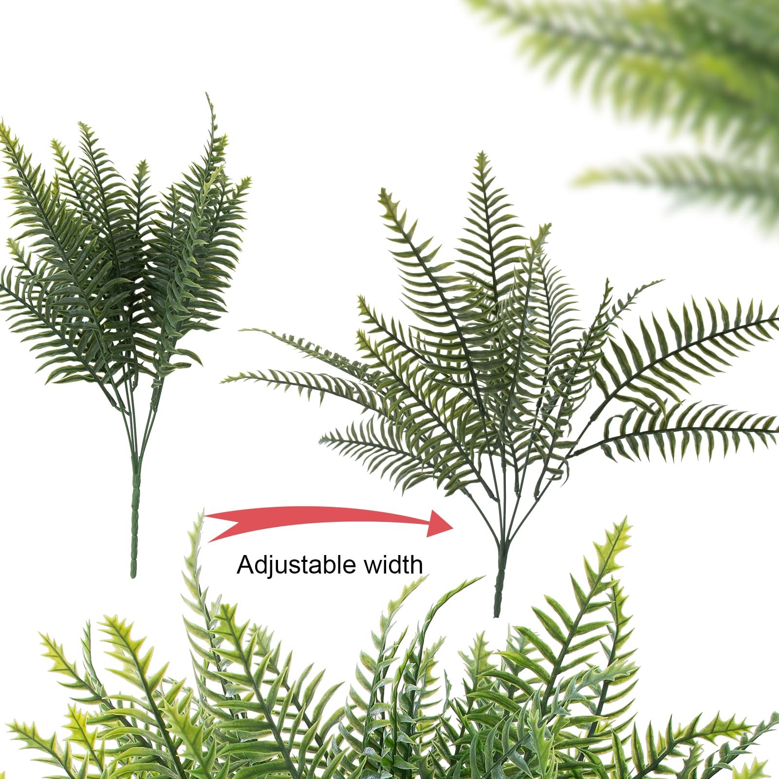 Artificial Ferns 12 Pcs Outdoor UV Resistant Faux Greenery Stems Garden Porch Pa