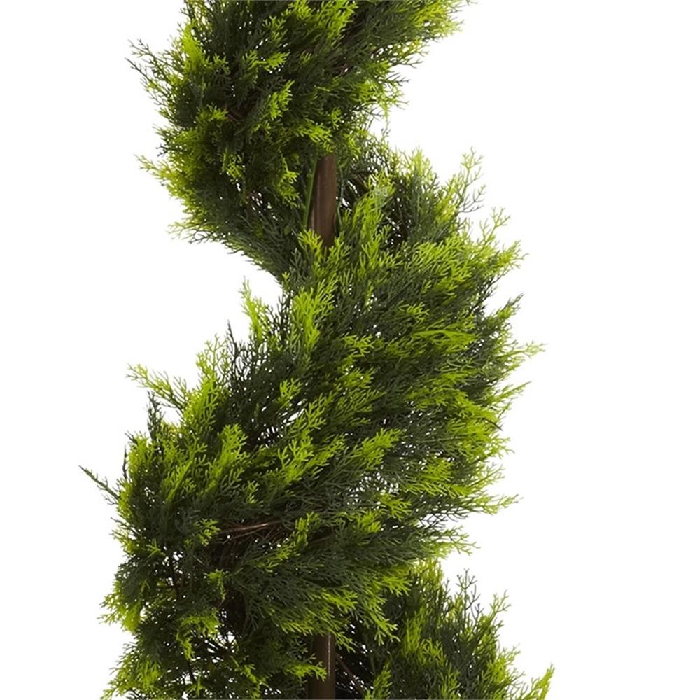 Pemberly Row 60″ Cypress Spiral Tree with Pot and Faux Soil in Green/Black