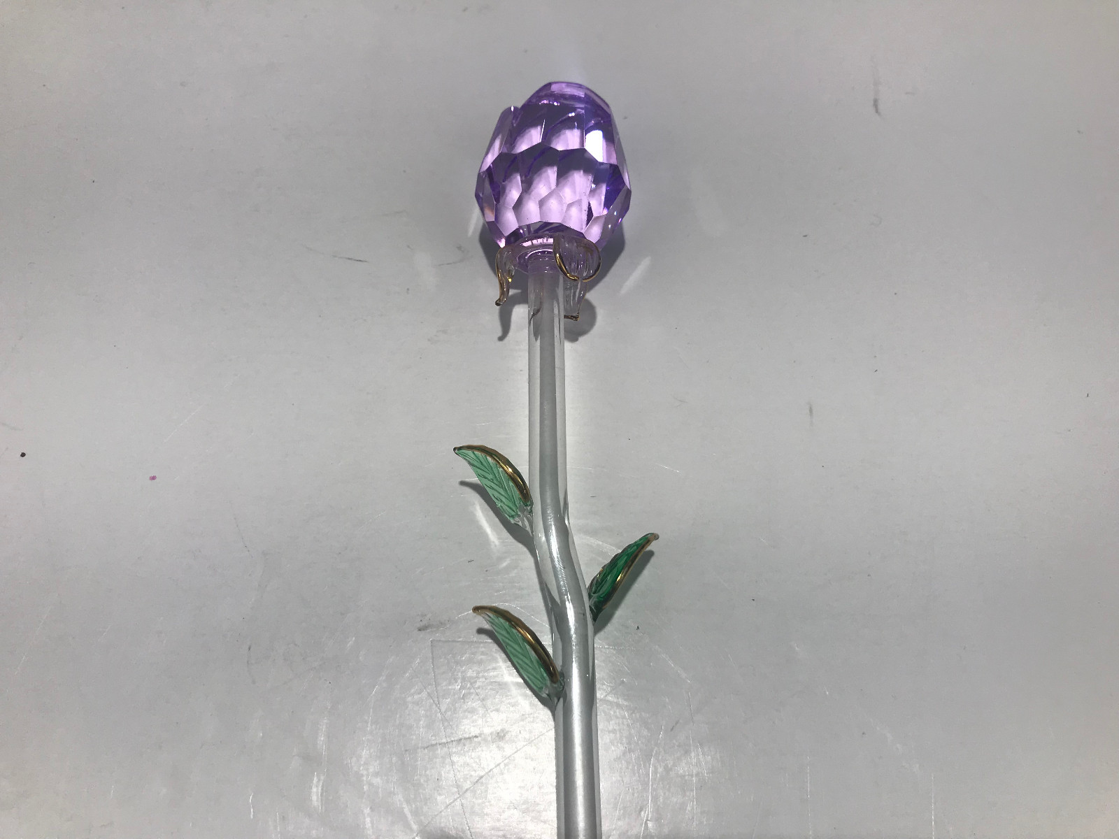 NEW GORGEOUS 14″ LONG STEMMED 3 COLORS ROSE GLASS FLOWER BUD VALENTINES