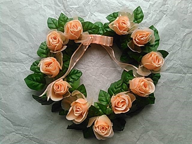 Wicker Heart Wreath Decorated with Ribbon, Roses and Leaves, 17″ x 15″