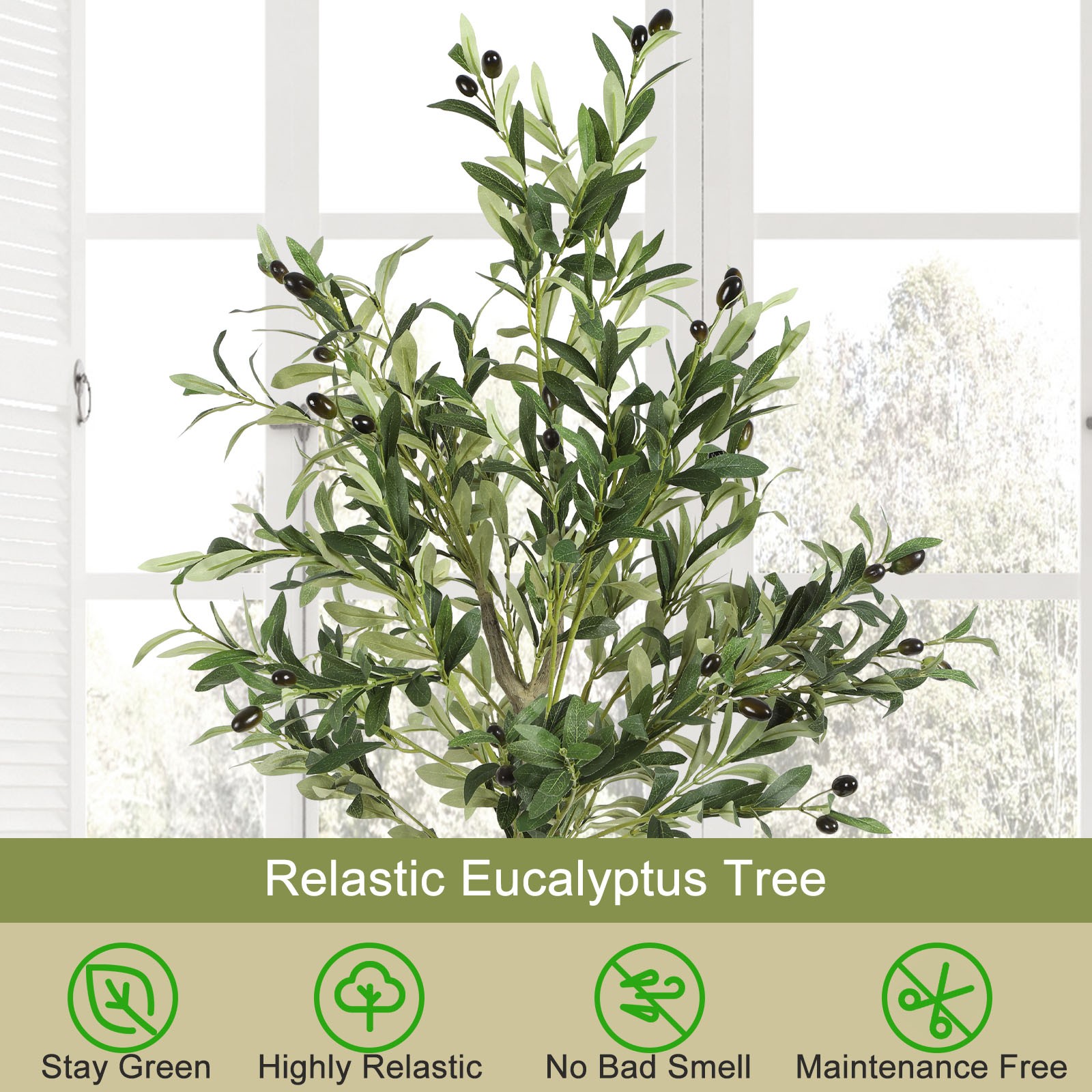 5FT Artificial Olive Tree, Lifelike Fake Plant for Home Office Balcony Decor