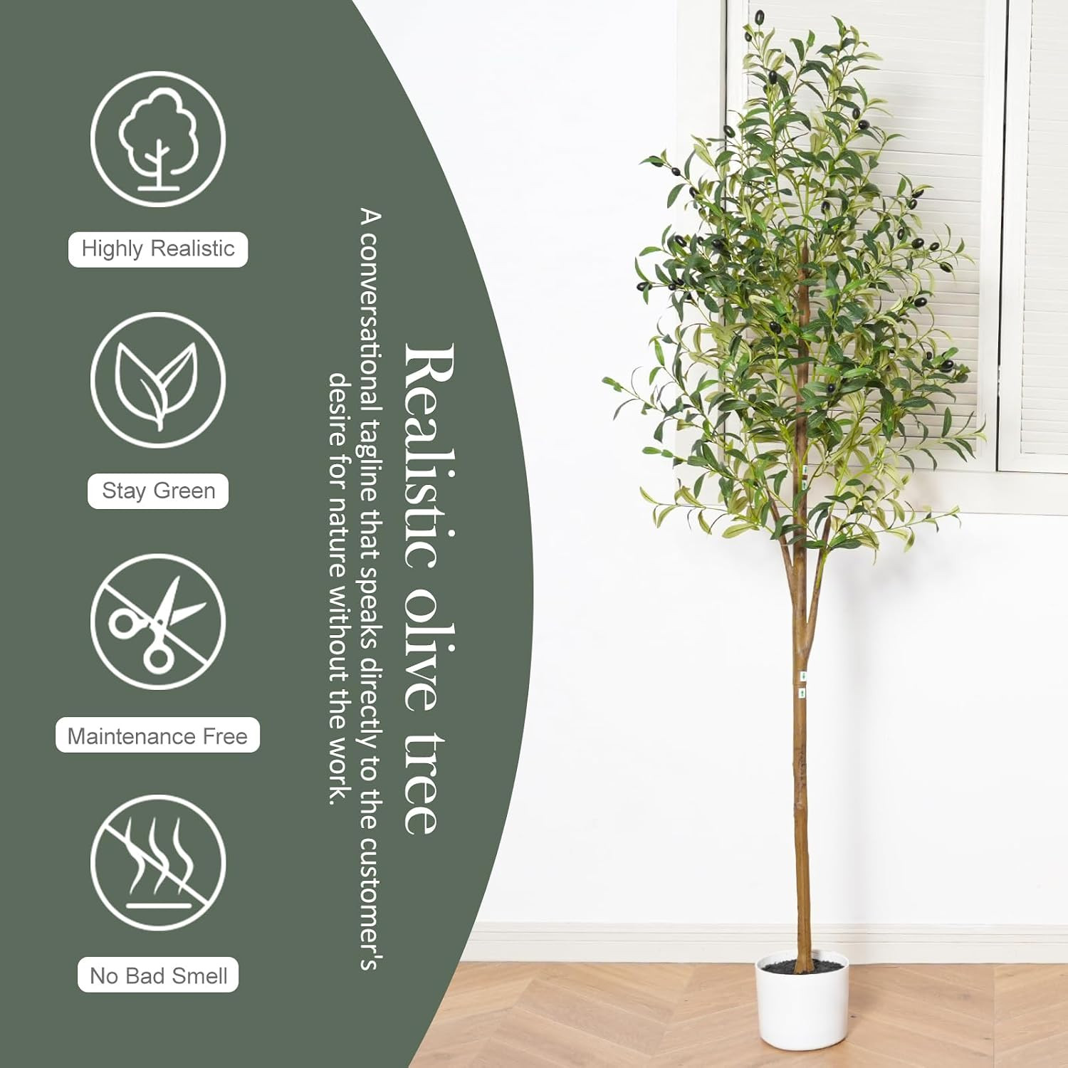 Olive Tree 6FT Fake Tree Faux Plants Indoor with Pot Artificial Tree Nearly Natu