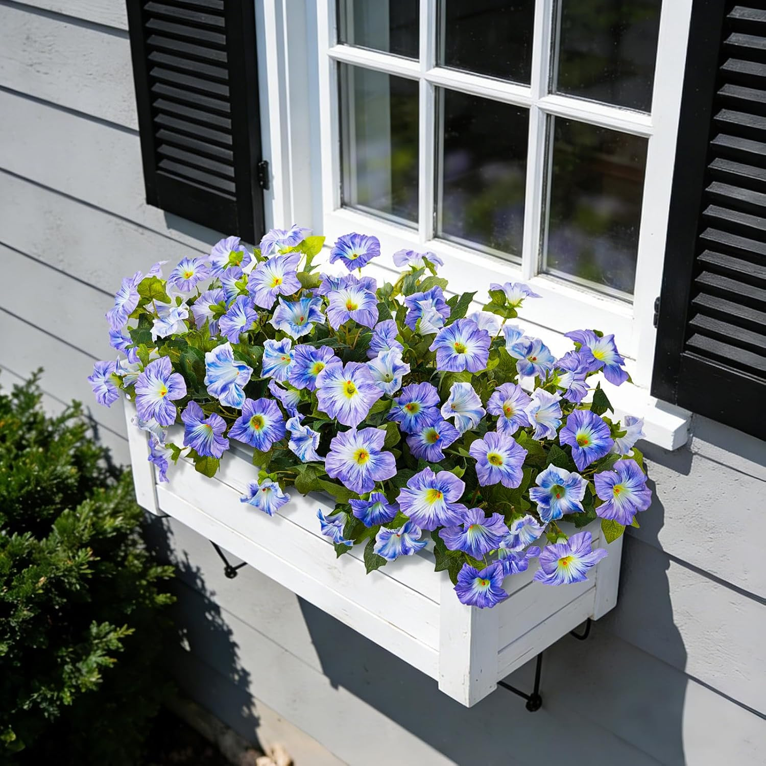 6 Pcs Artificial Petunia Flowers for Outdoor, Fake Spring Petunias Faux Silk Flo
