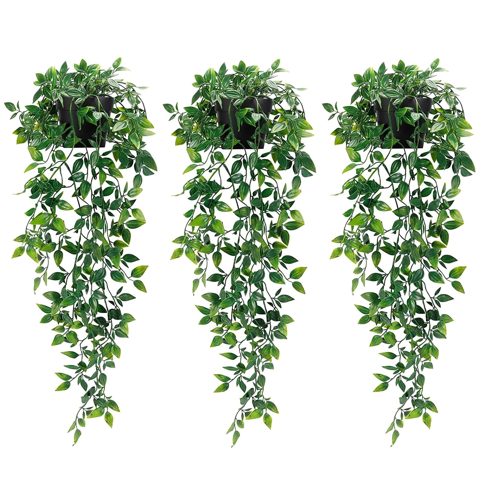 3 Pack Artificial Hanging Plants Fake Plants with Pots for House Bedroom Wall…
