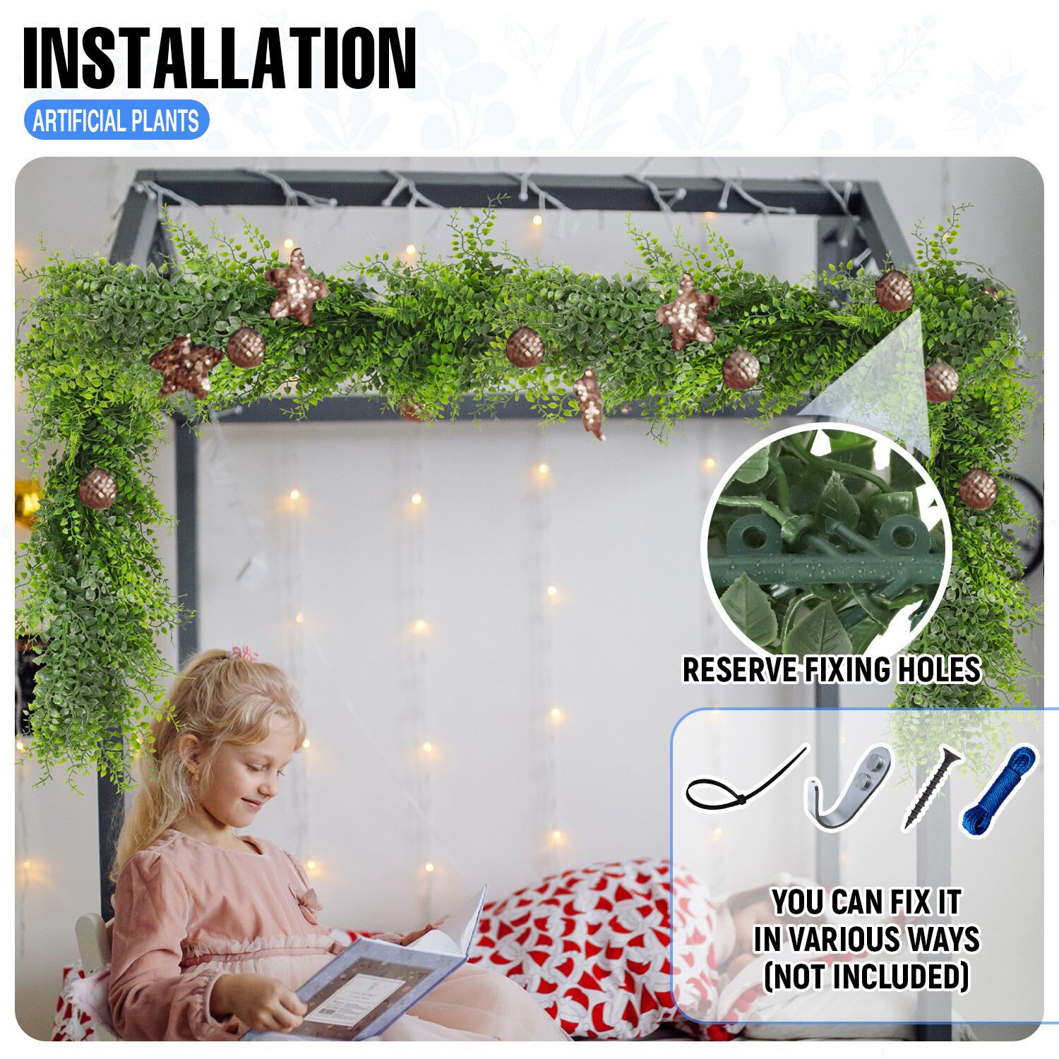 Artificial Hanging Plants Fake Ivy Vine Flowers Garland for Home Christmas Decor
