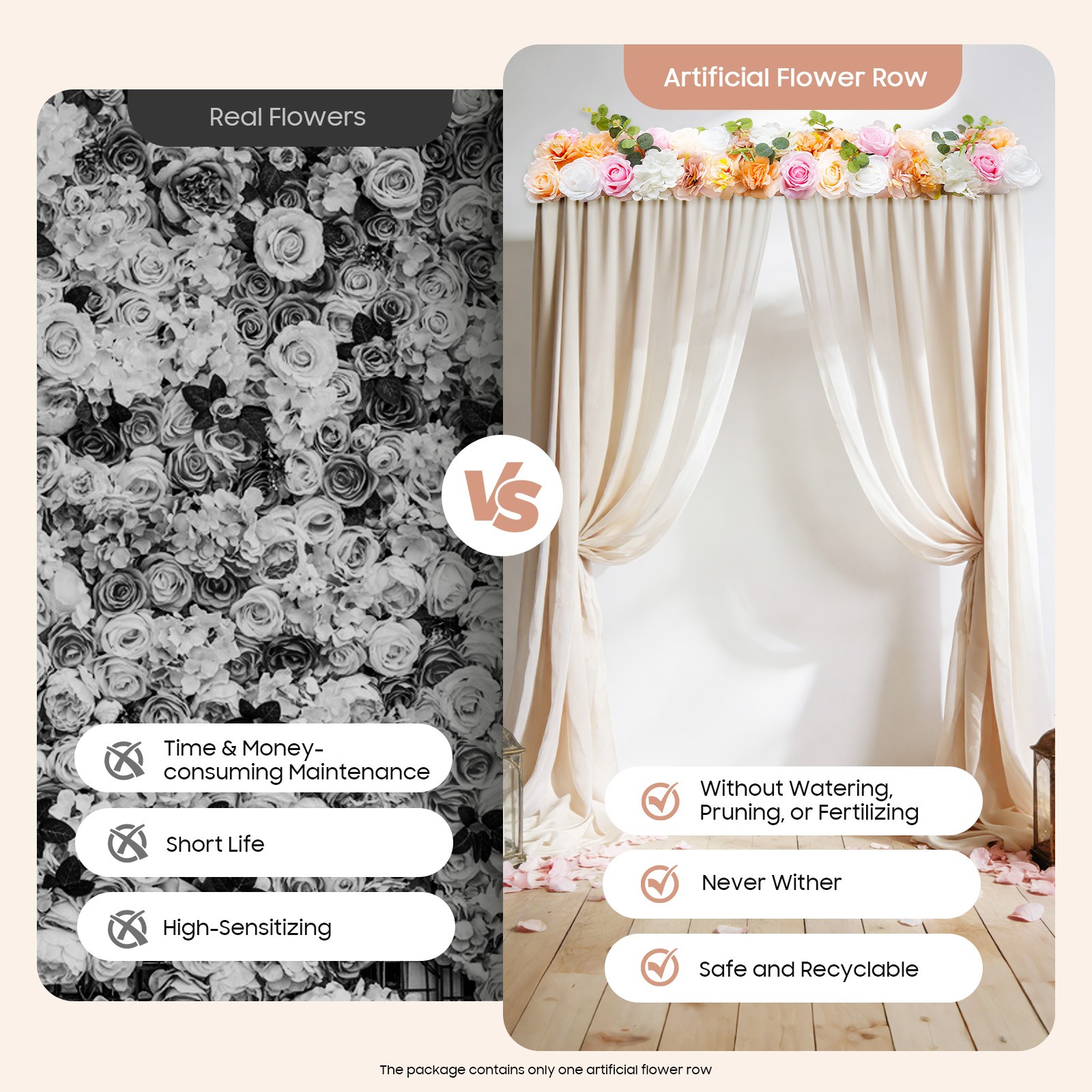 Artificial Flower For Party Wedding Arch Floral Silk Vines Decor 1M Backdrop US