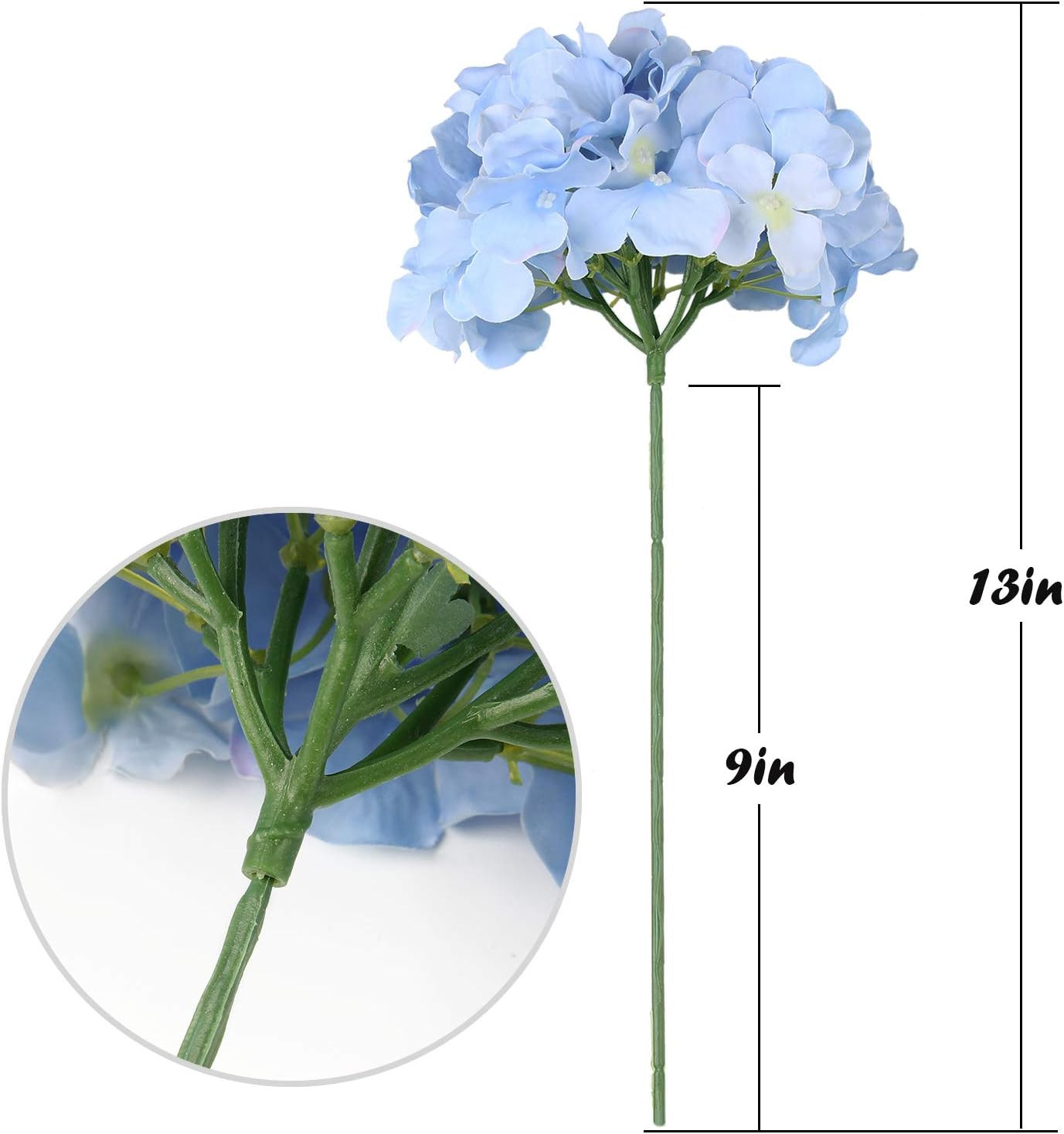 Silk Hydrangea Heads Artificial Flowers Heads with Stems for Home Wedding Dec…