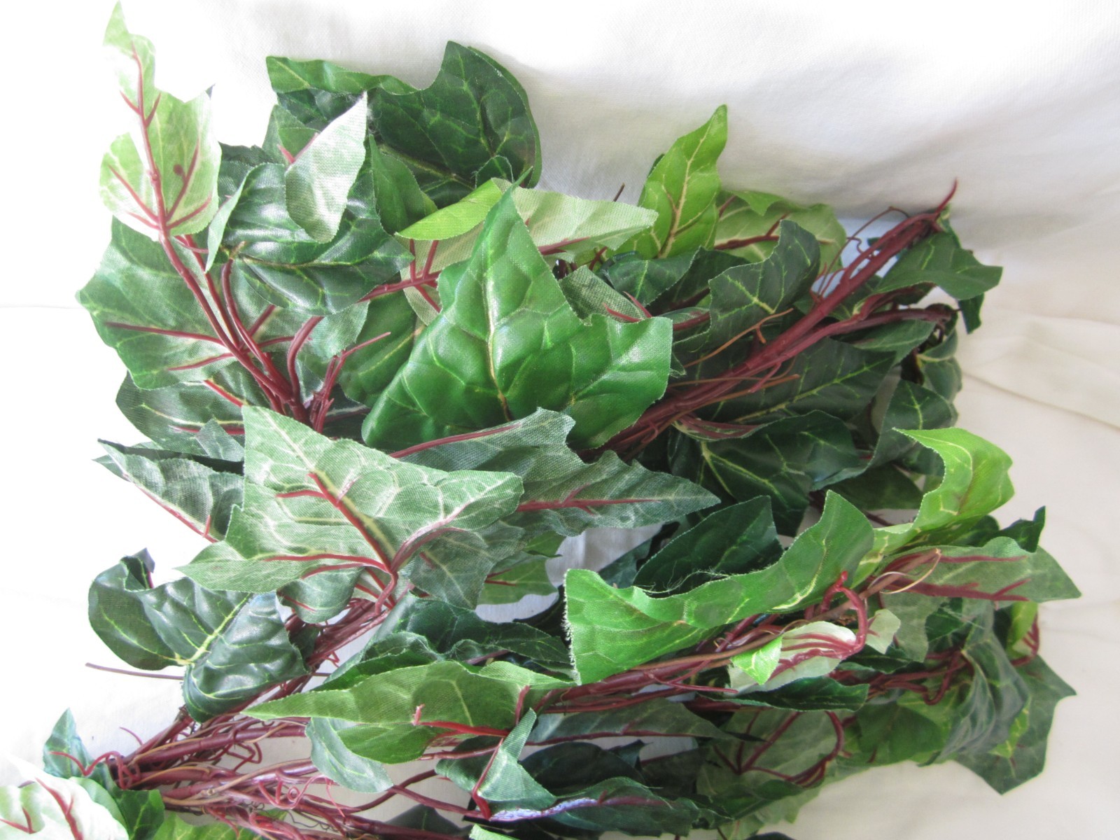 Artificial Floral Green & Red Leaf Bush Branch Stem Greenery Leaves Home Decor