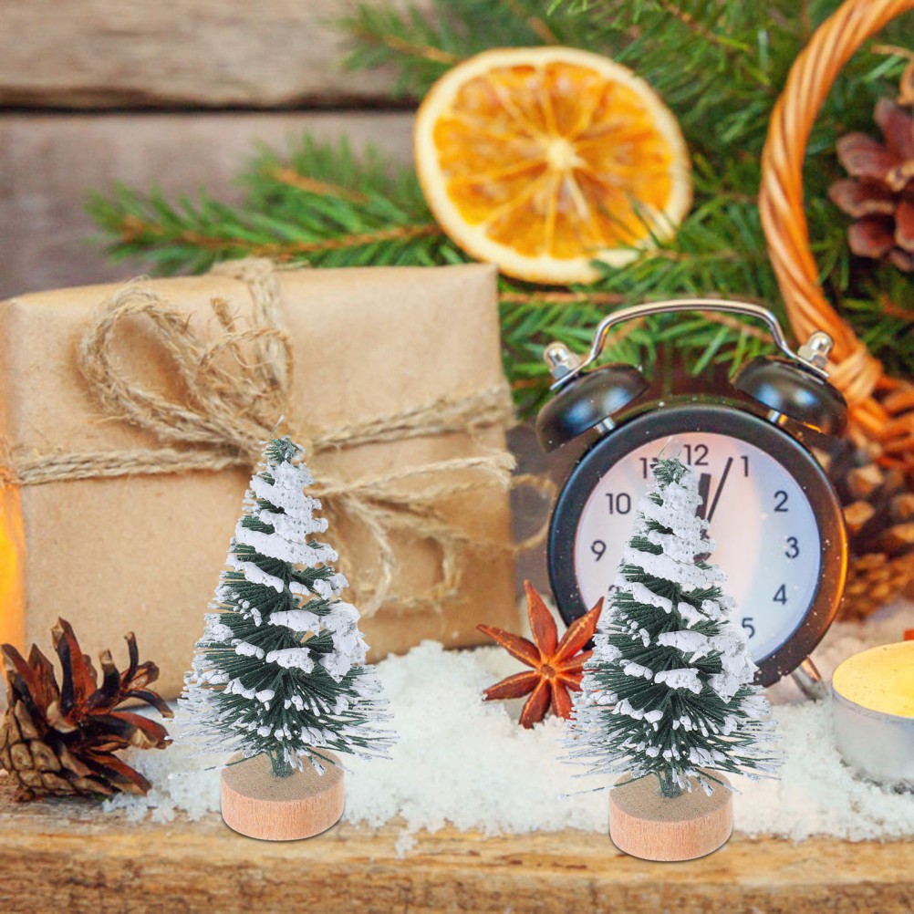 10 Pcs Mini Christmas Tree Ornaments 5 Cm Snow Covered Pine for Xmas Party Decor