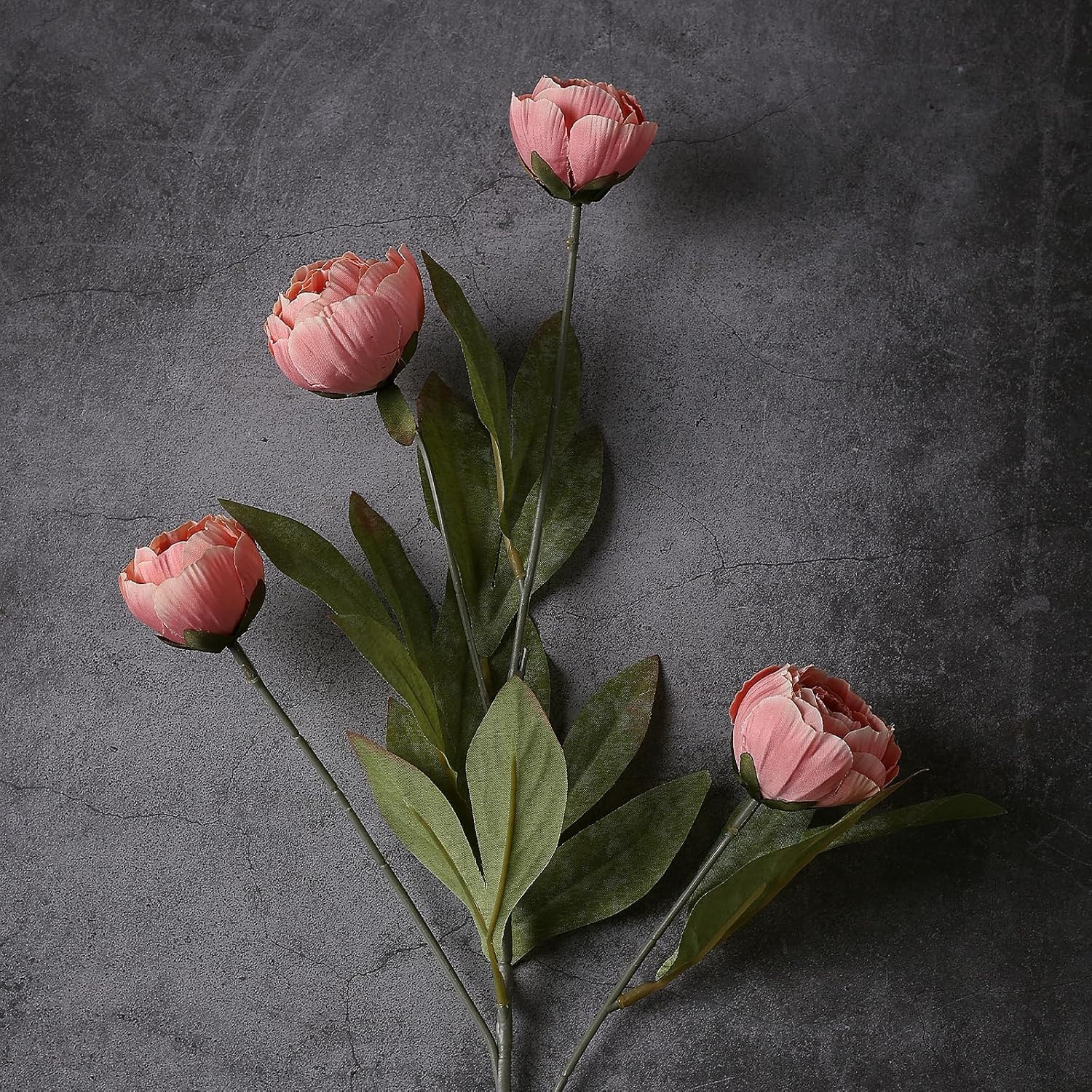 12 Pcs Faux Silk Peony Artificial Flowers for Vase -27″, Bulk Fake Peonies Branc