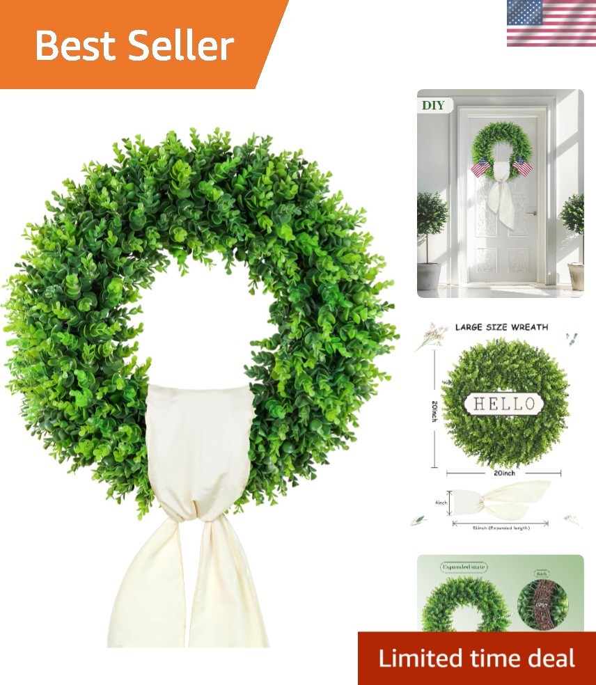 Elegant 20” Boxwood Wreath – Versatile Indoor/Outdoor Seasonal Decor