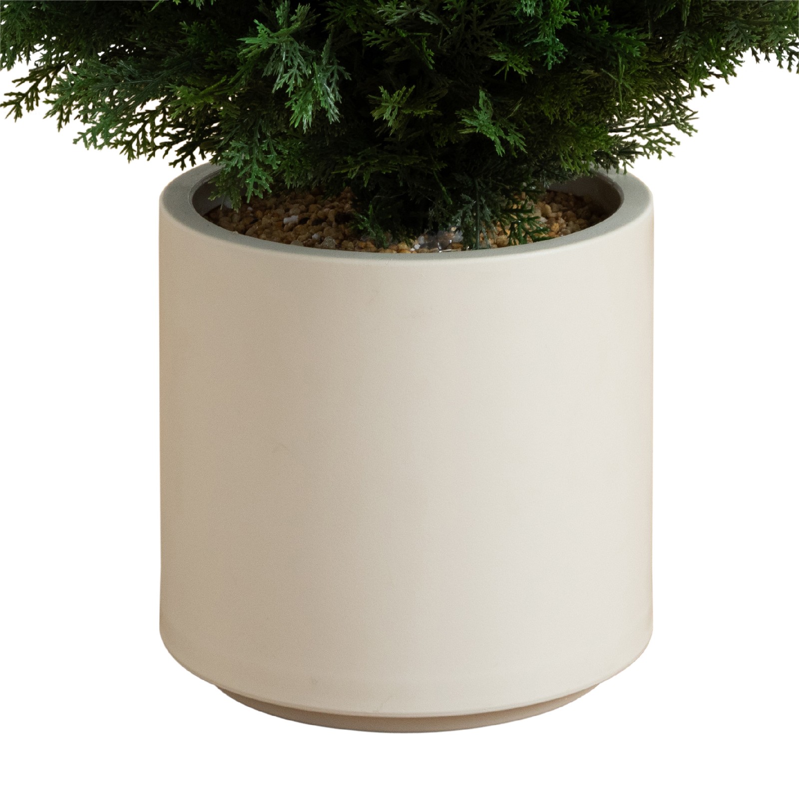 Nearly Natural 4ft UV Resistant Cedar Tree in White Planter in Green