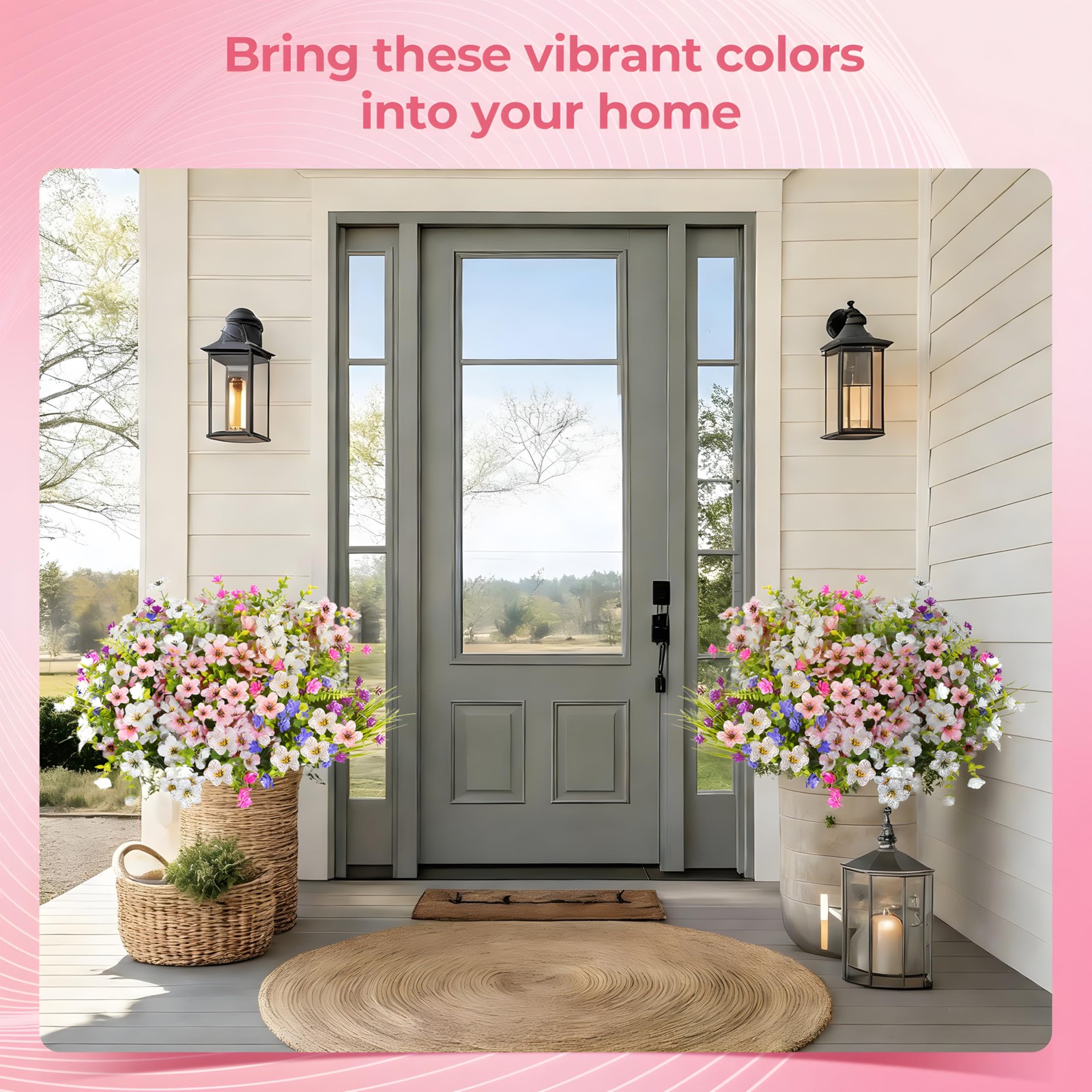 Fake Flowers for Outdoor UV Resistant 24 pcs Pink Artificial Flowers Outdoors…