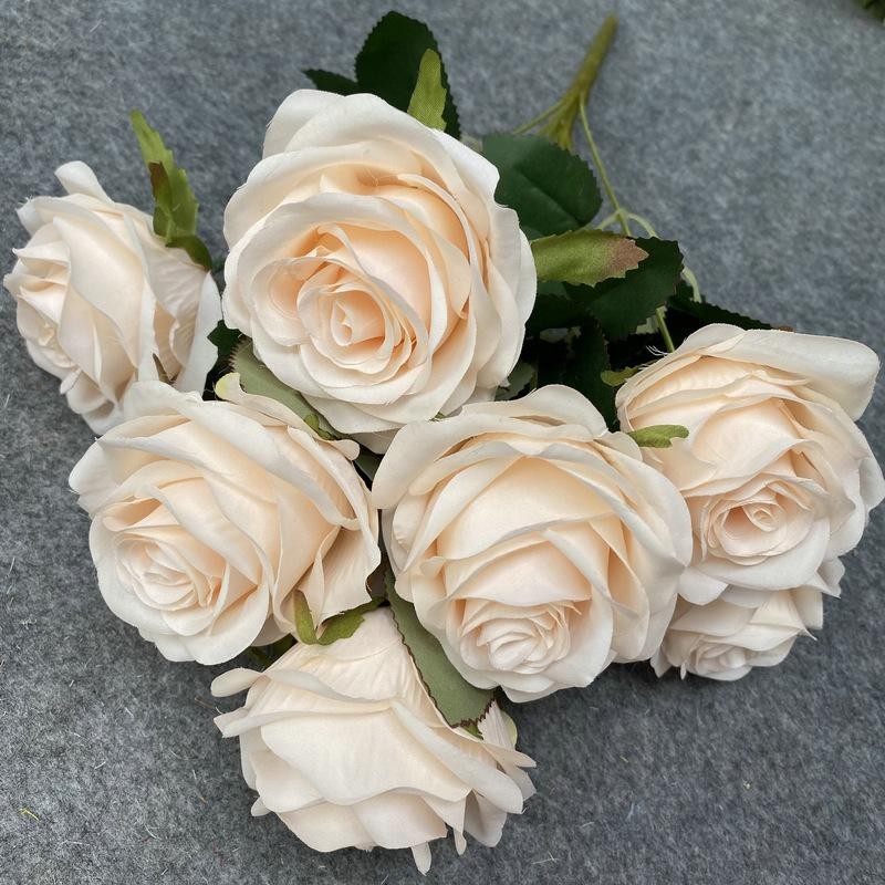 Artificial 9 Head Rose Bouquet Wedding Decoration Silk Flowers Photo Props