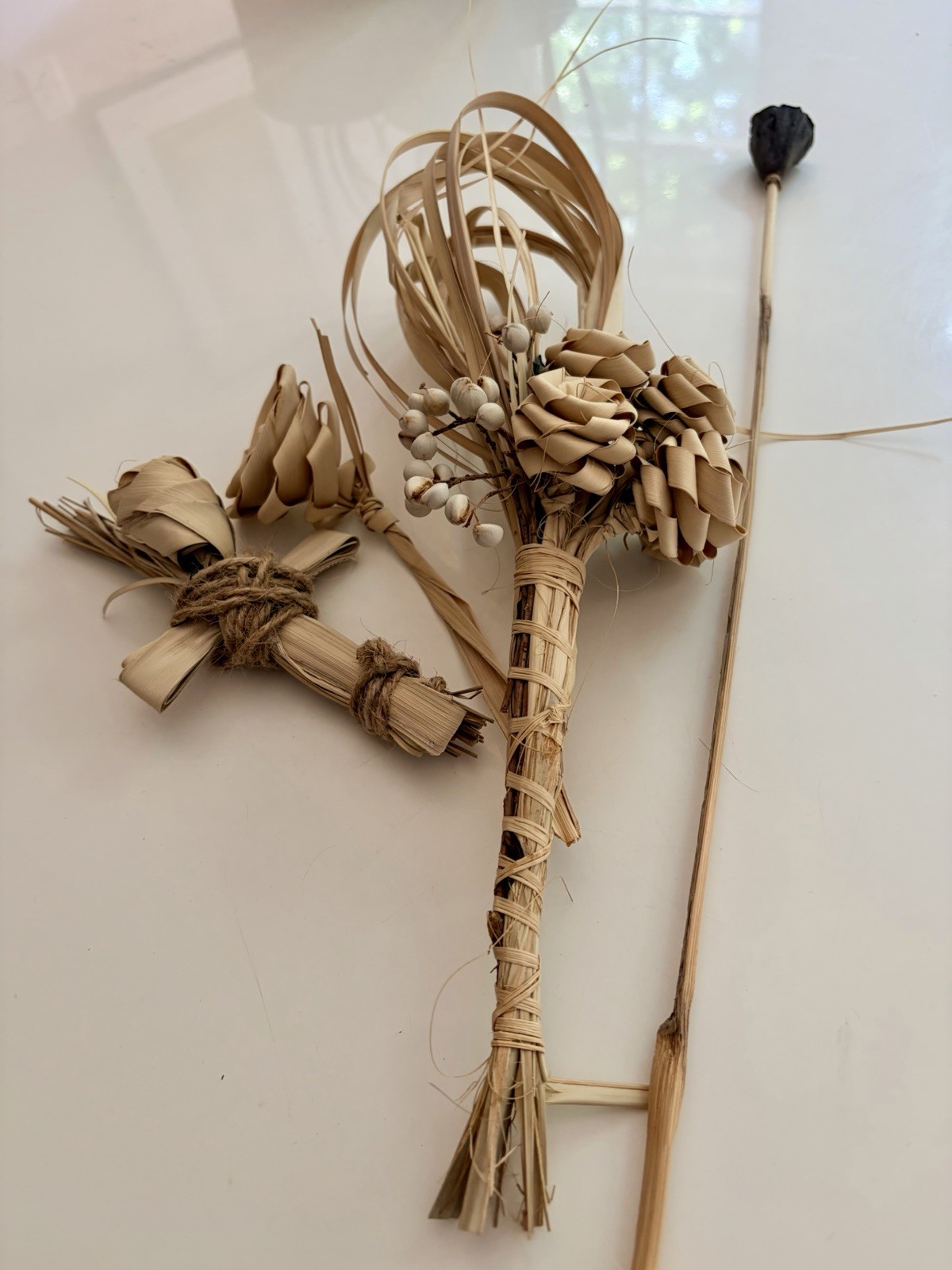 VTG Handmade Dried Palm Flower Bundle Natural Boho Floral Rustic Coastal Decor