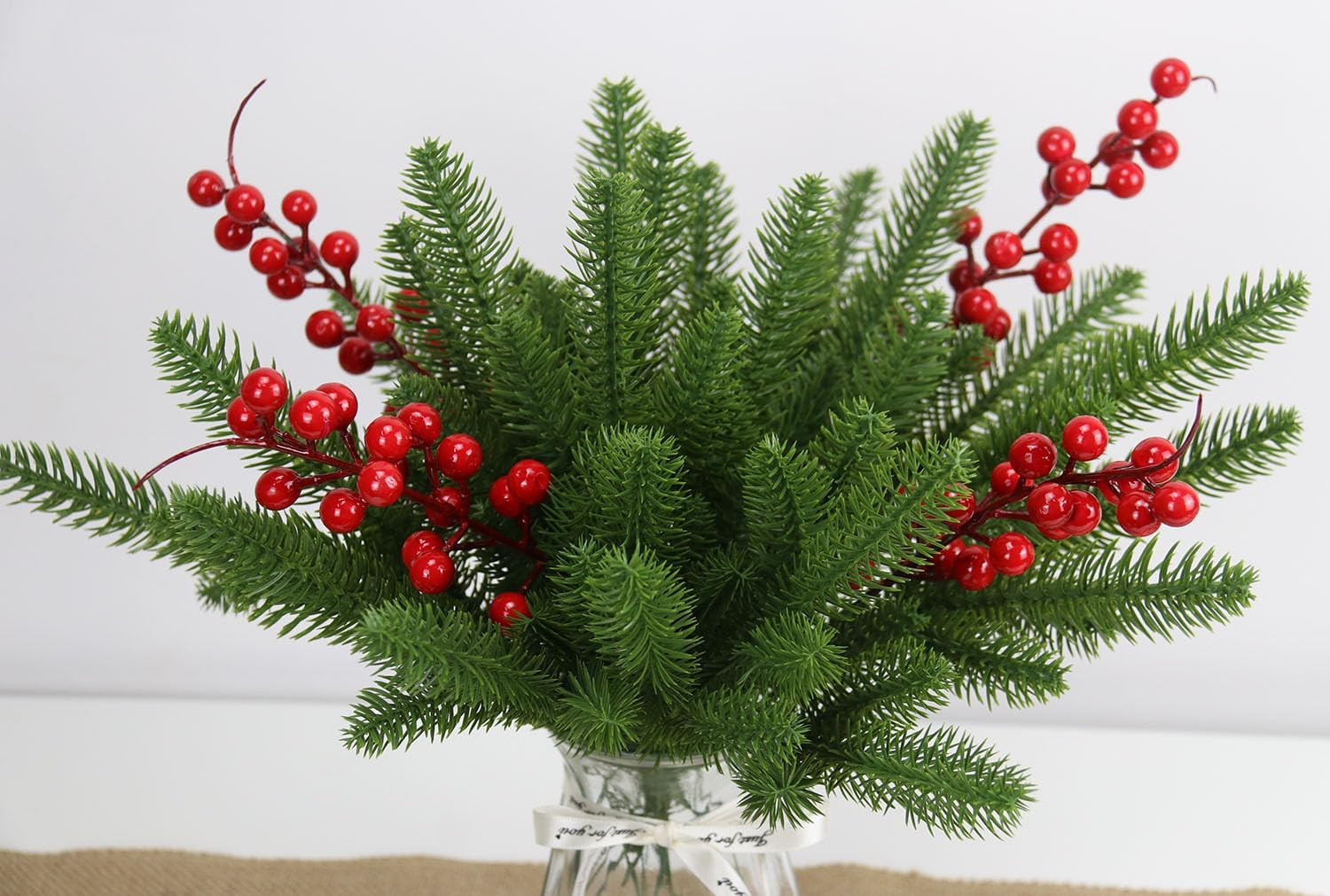 60 Pcs Artificial Pine Branches, Christmas Tree Filler Branches, Realistic Fa…