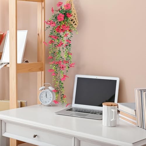 Fake Plants Hanging Artificial Potted Faux Eucalyptus Plants and Flowers | Moder