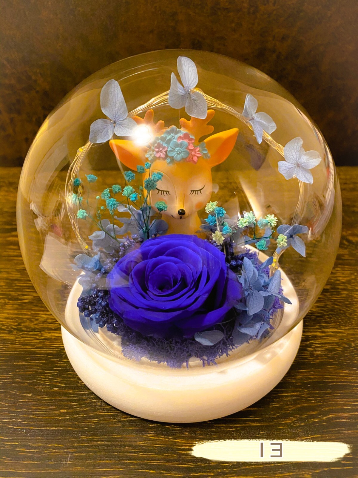 Eternal Rose Flower In Glass Dome LED Light & Deer Gift Home Decoration gift