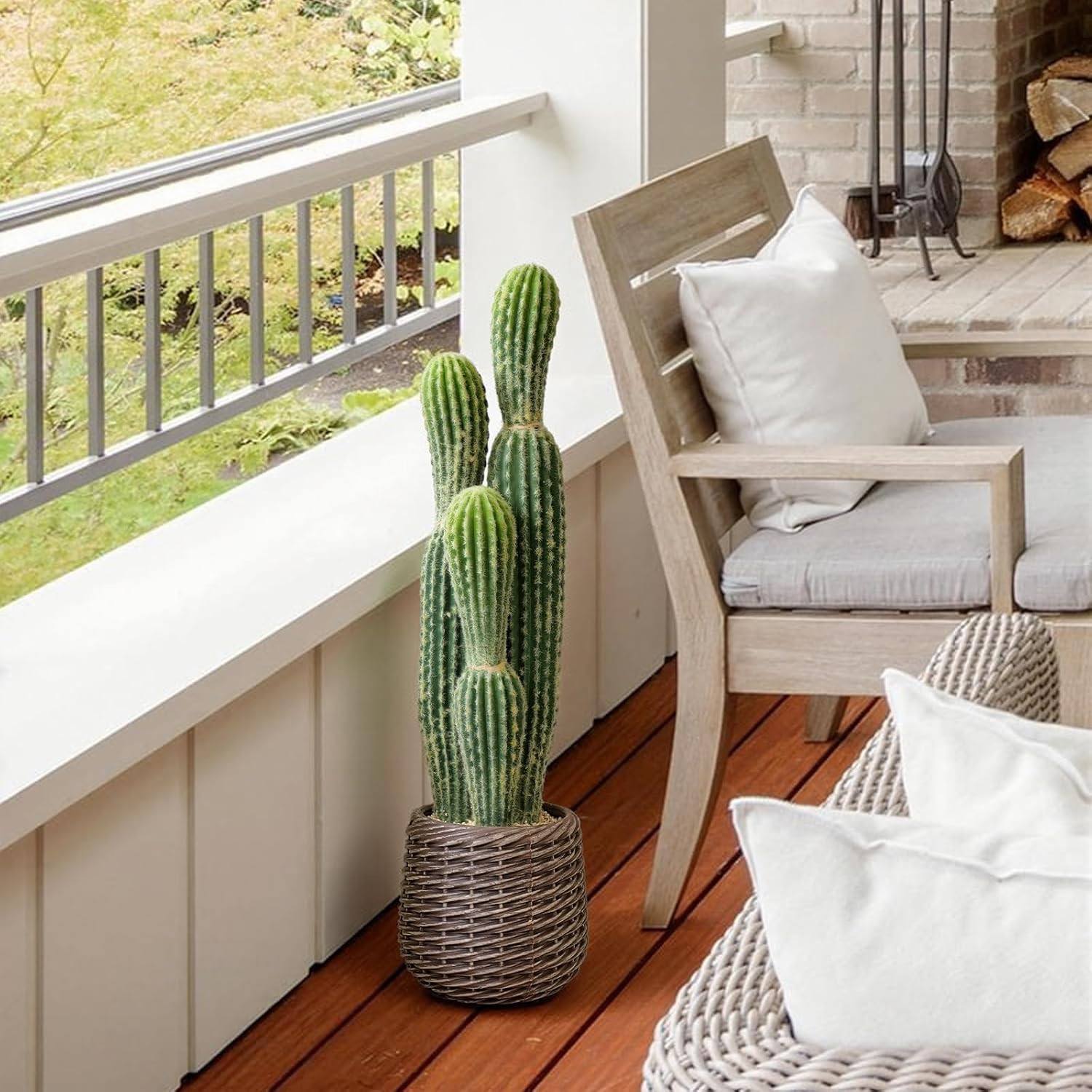 2.5Ft Faux Cactus Plant in Brown Pot for Home, Office, or Garden Decor